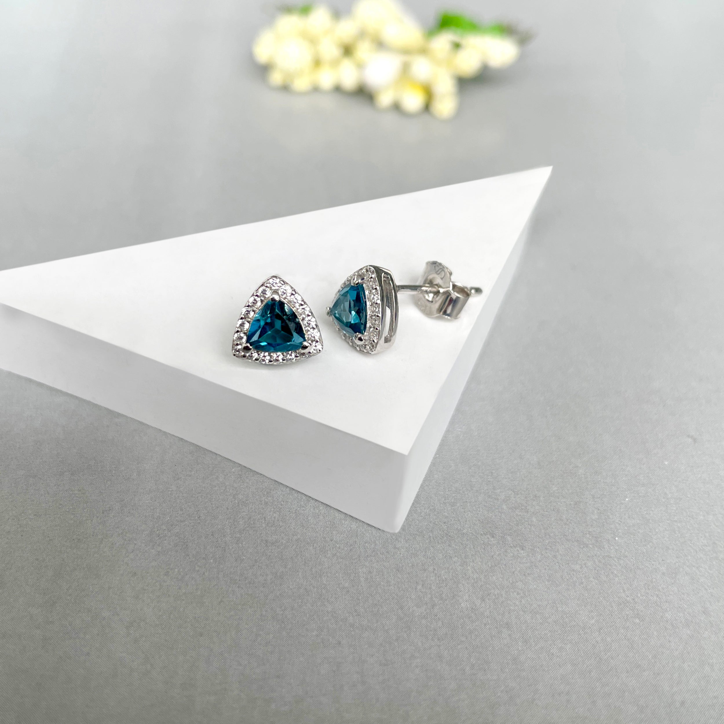 London Blue Topaz Stud Earrings-(LBTZ-SE-1269.)