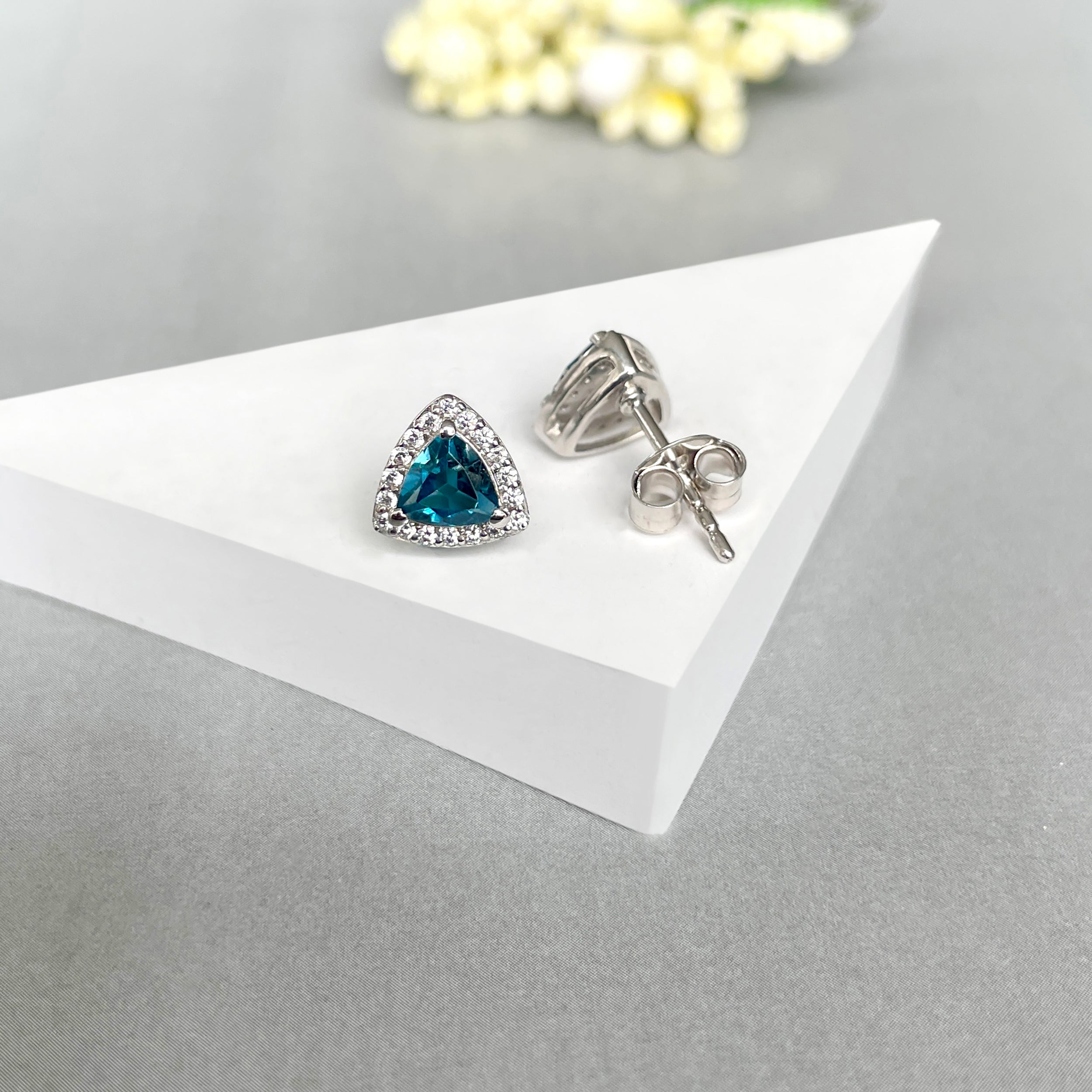 London Blue Topaz Stud Earrings-(LBTZ-SE-1269.)