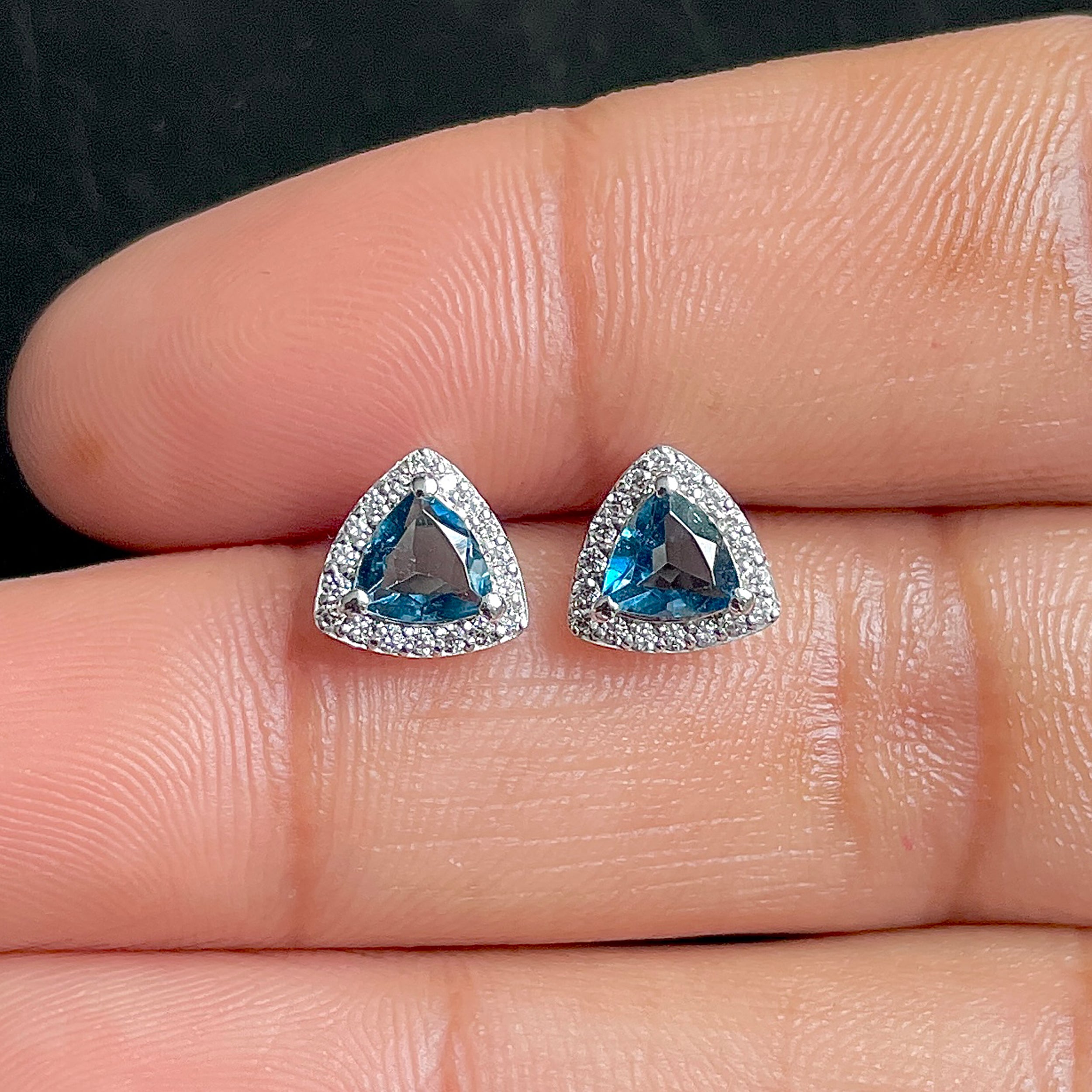 London Blue Topaz Stud Earrings-(LBTZ-SE-1269.)