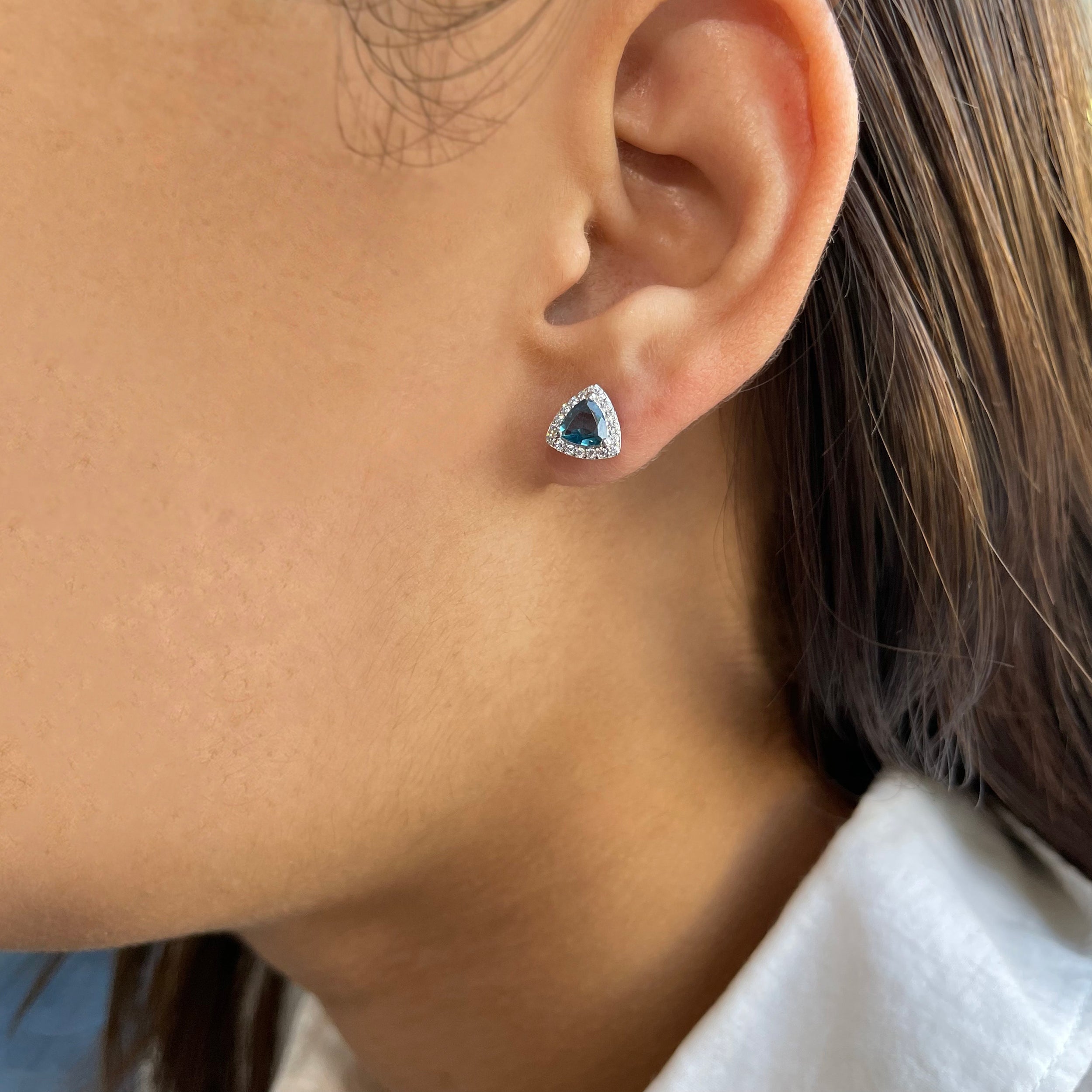 London Blue Topaz Stud Earrings-(LBTZ-SE-1269.)