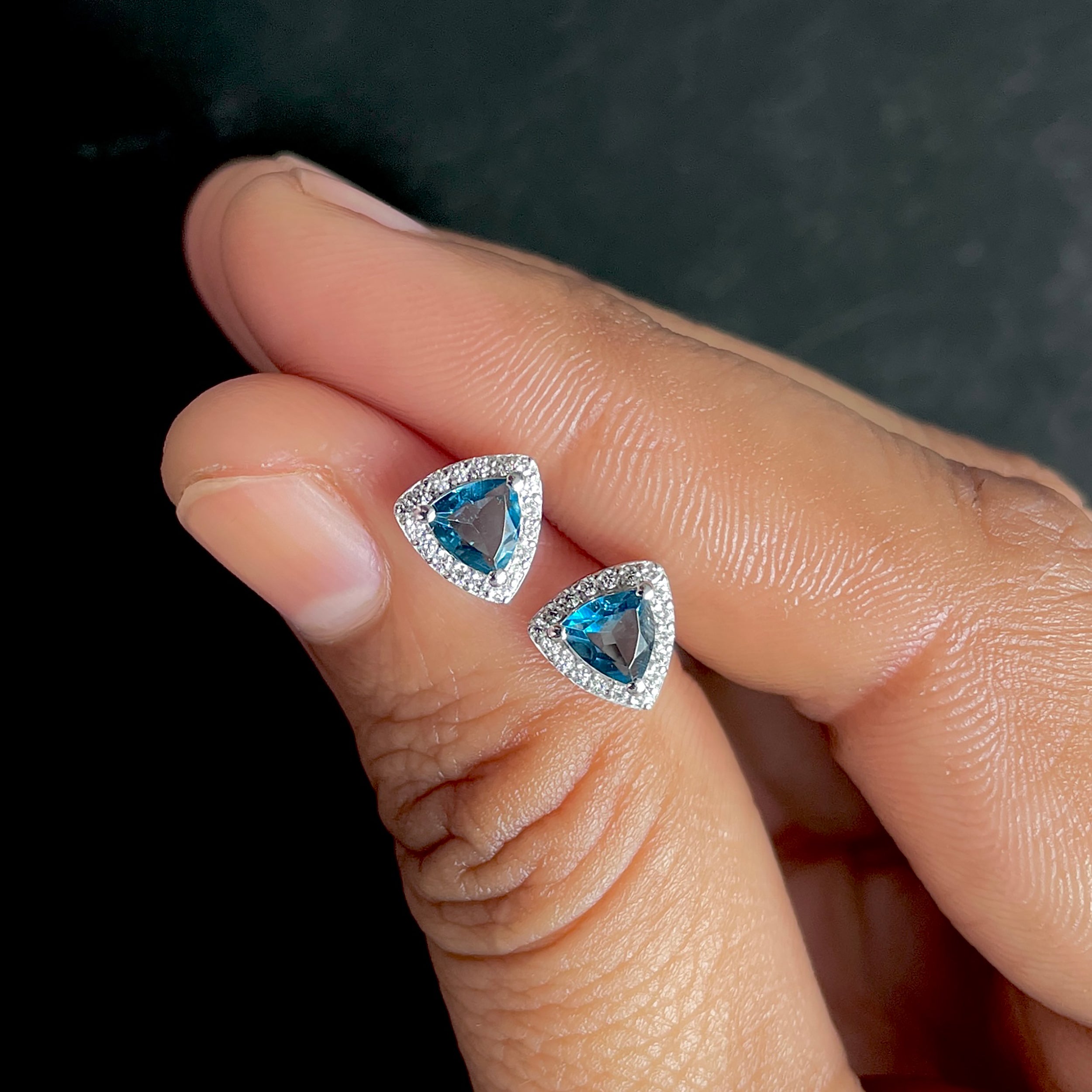 London Blue Topaz Stud Earrings-(LBTZ-SE-1269.)