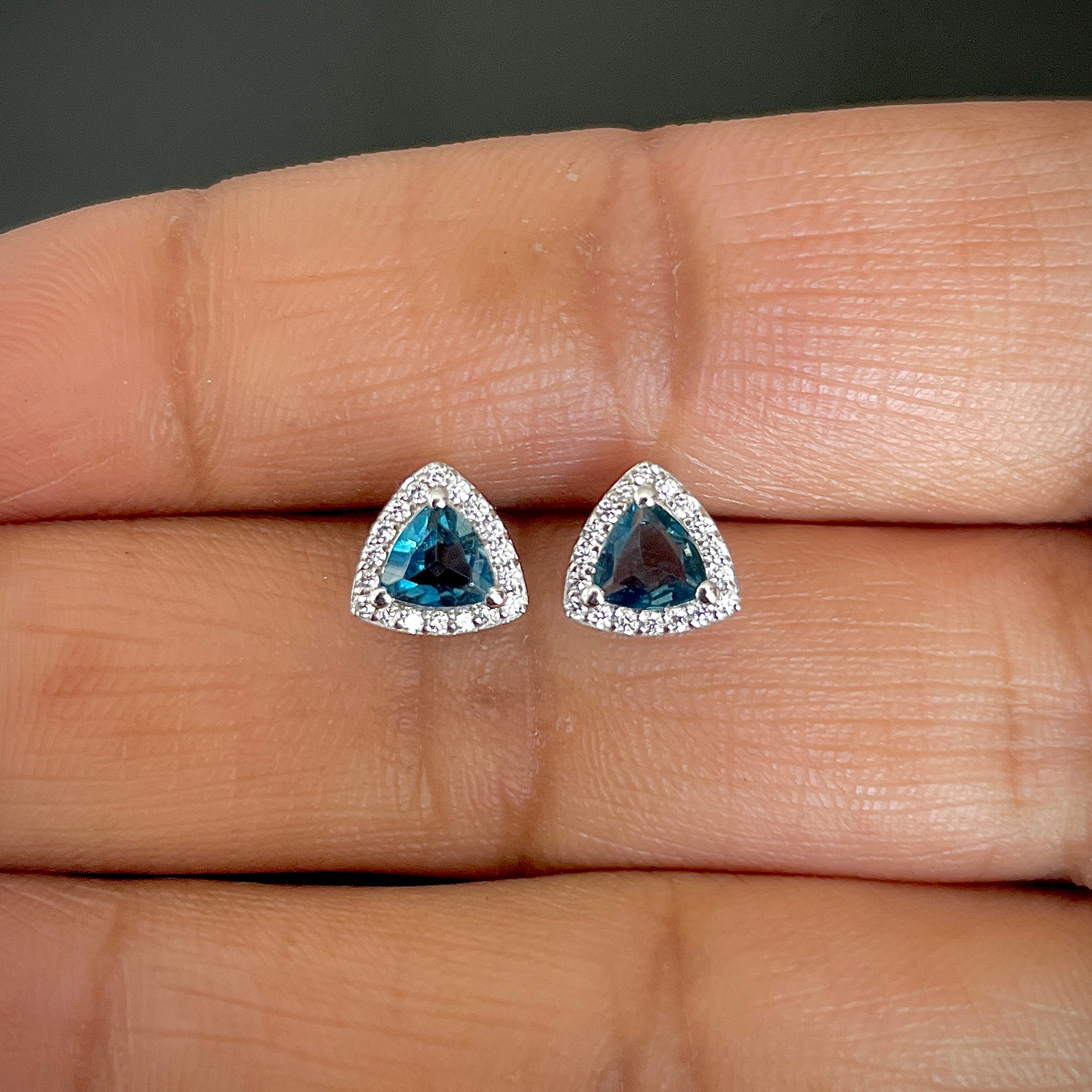 London Blue Topaz Stud Earring-(LBTZ-SE-1269.)