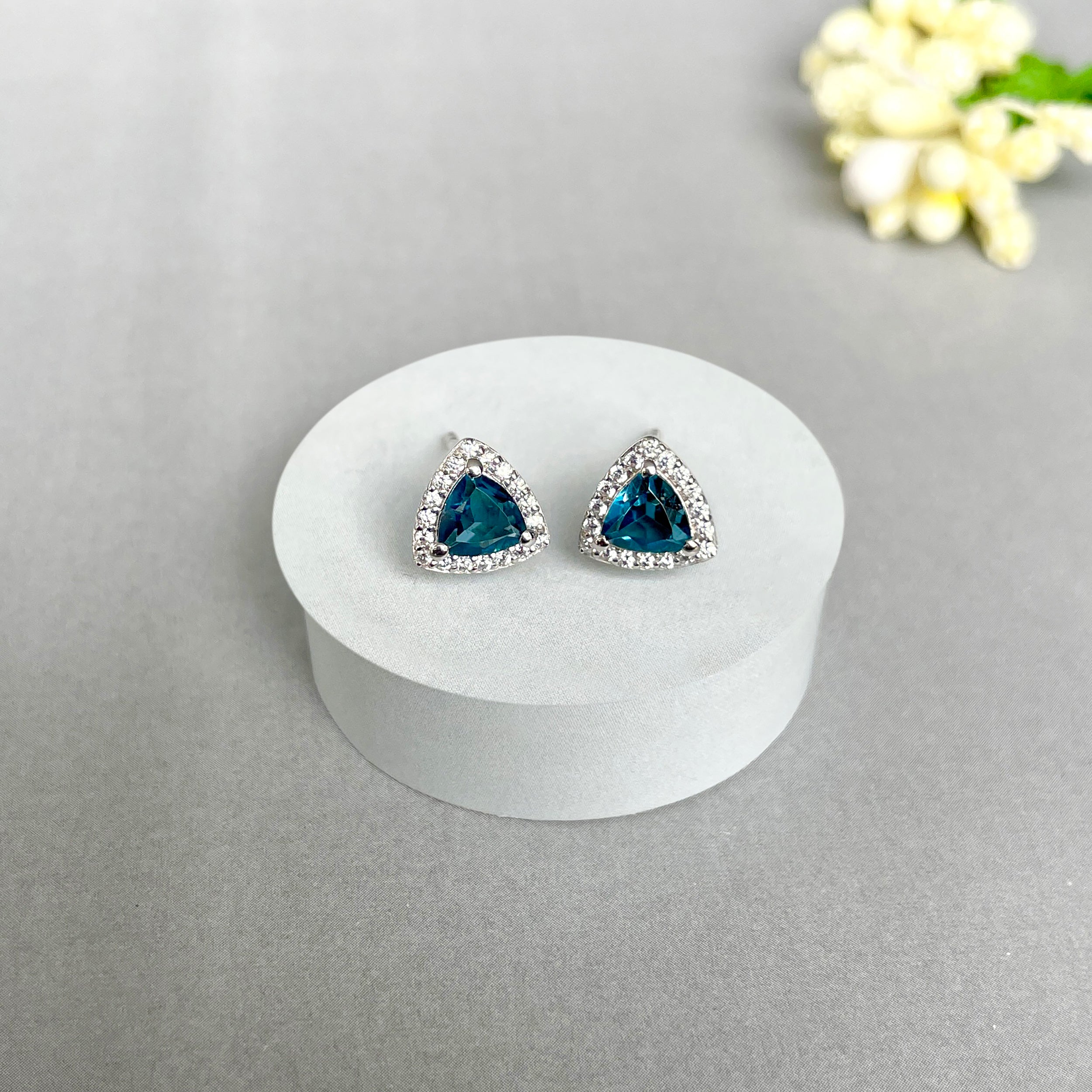London Blue Topaz Stud Earrings-(LBTZ-SE-1269.)