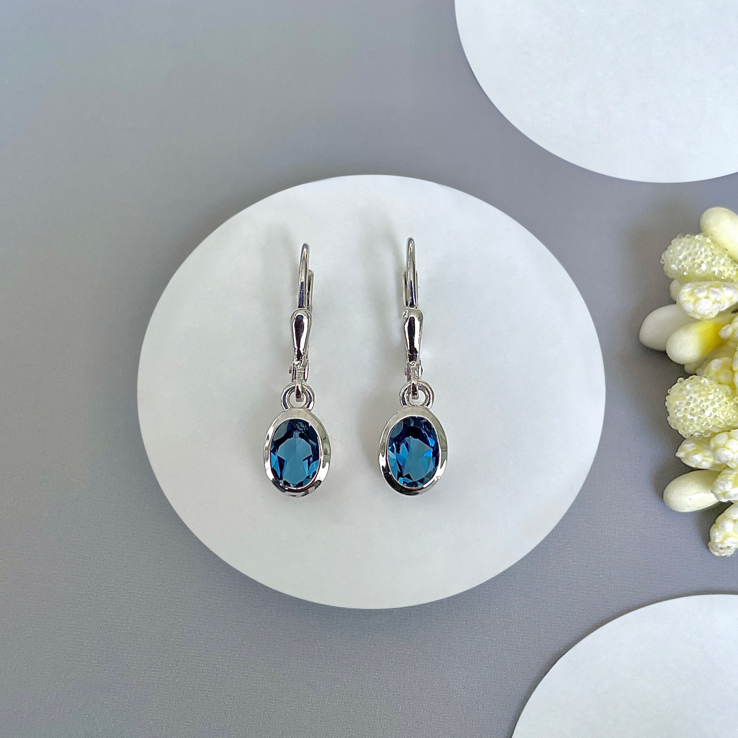 London Blue Topaz Leverback Earring-(LBTZ-SE-1316.)