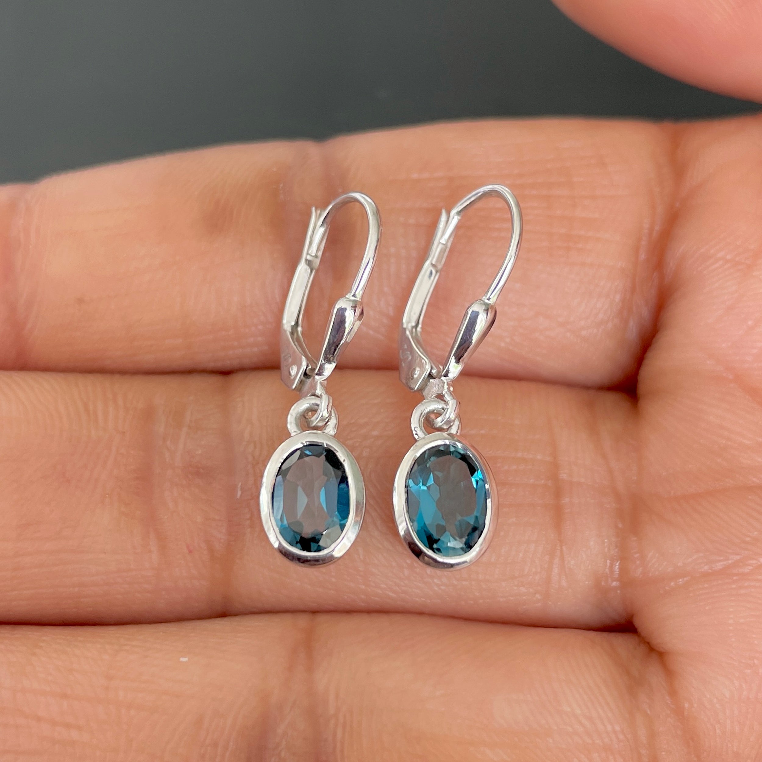 London Blue Topaz Leverback Earring-(LBTZ-SE-1316.)