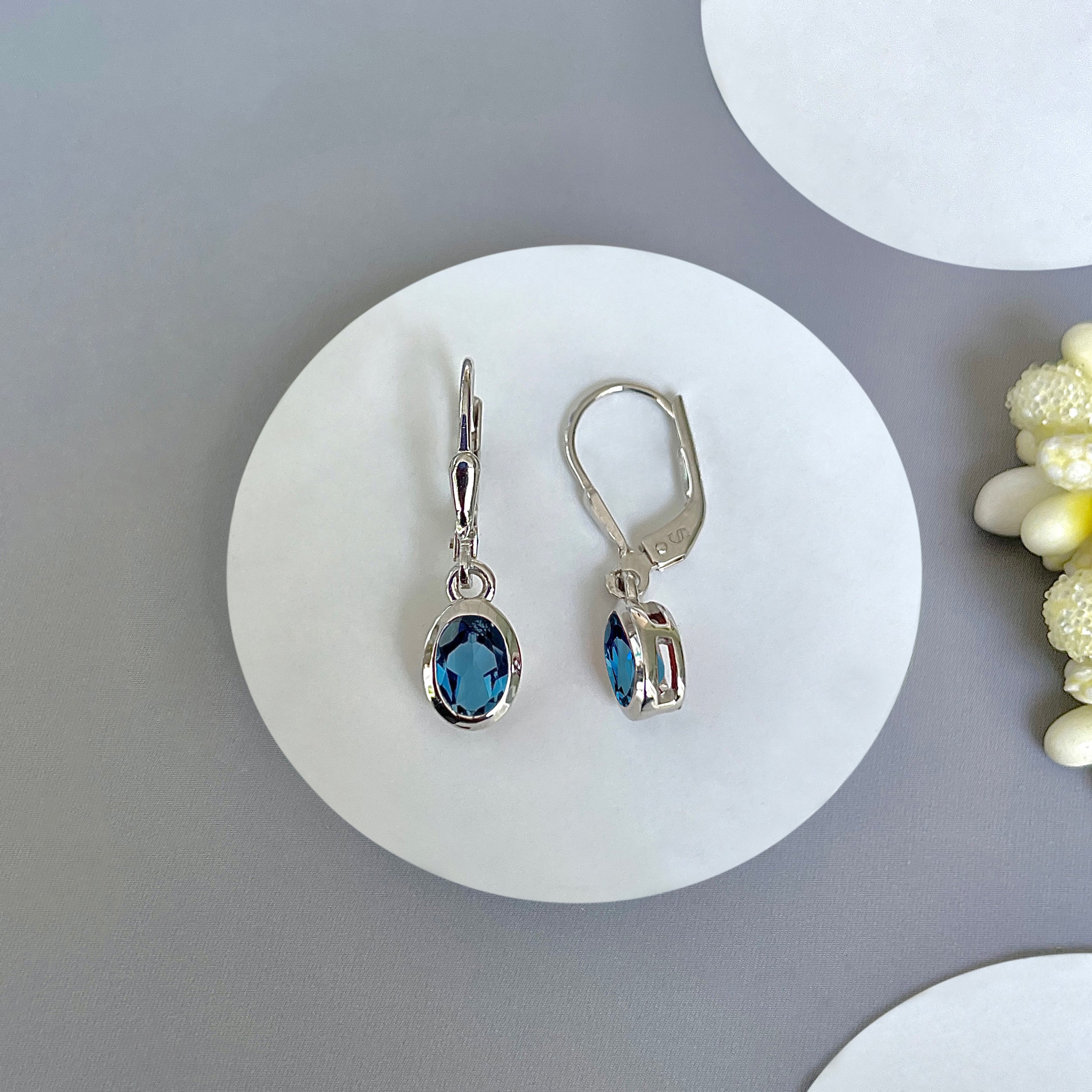 London Blue Topaz Leverback Earring-(LBTZ-SE-1316.)