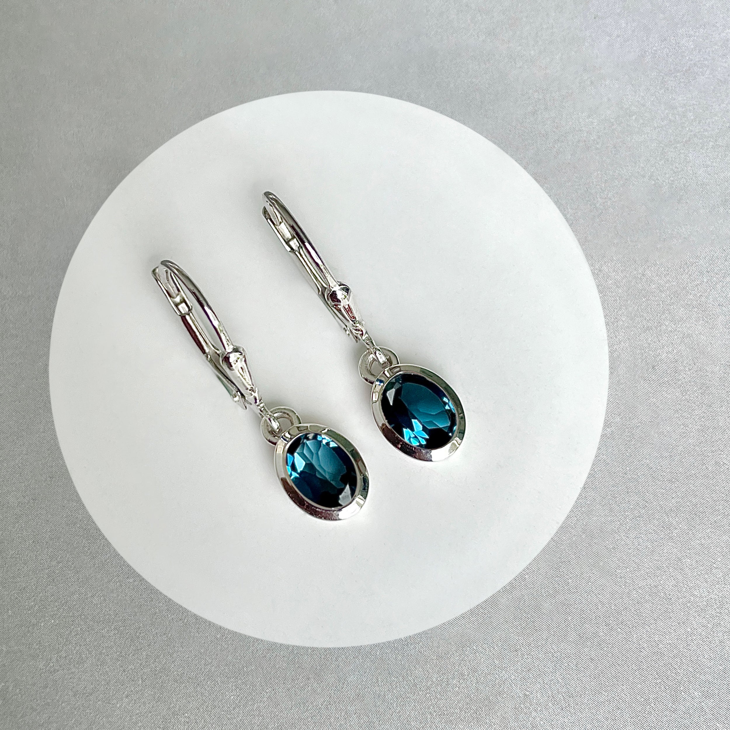 London Blue Topaz Leverback Earrings-(LBTZ-SE-1316.)