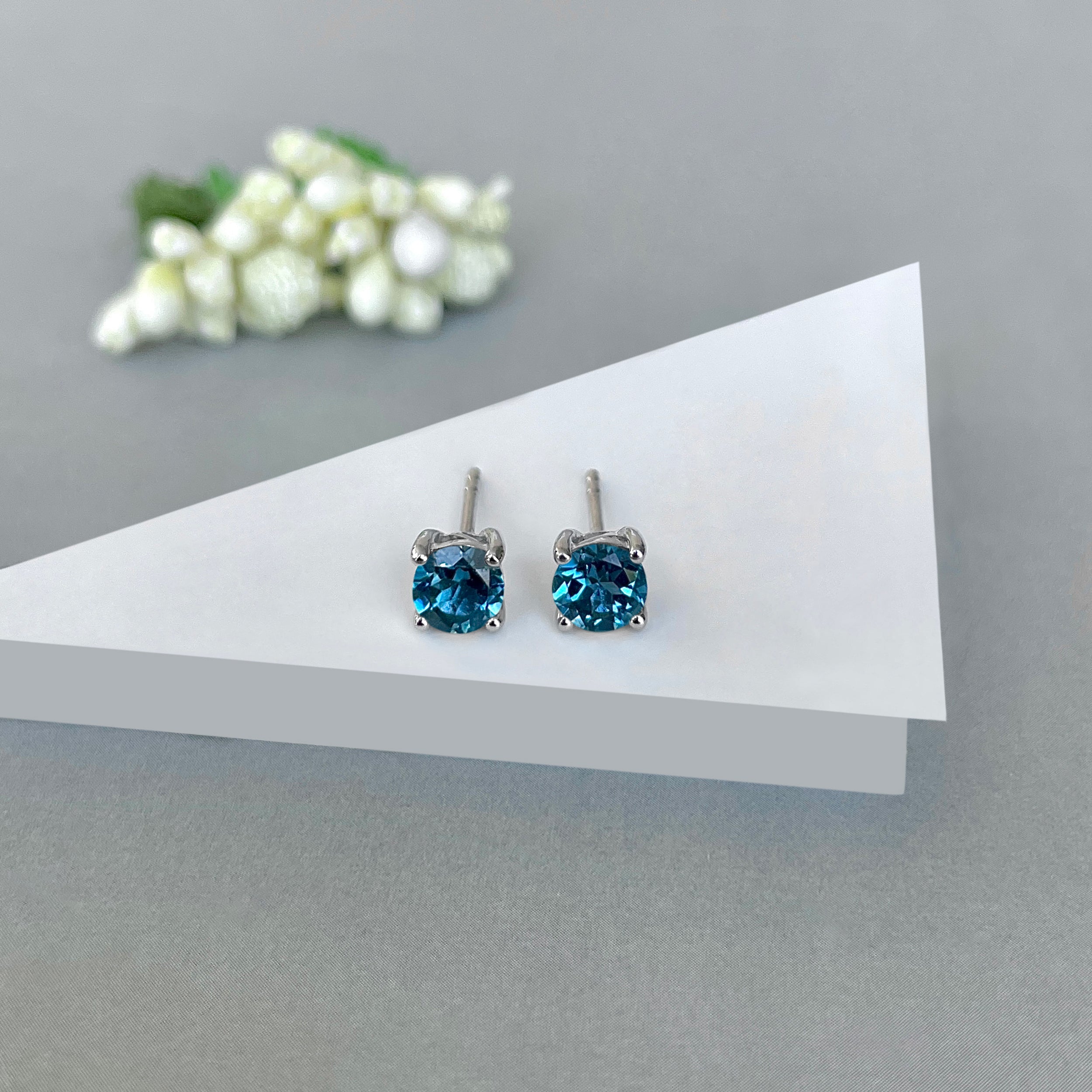London Blue Topaz Stud Earring-(LBTZ-SE-1321.)