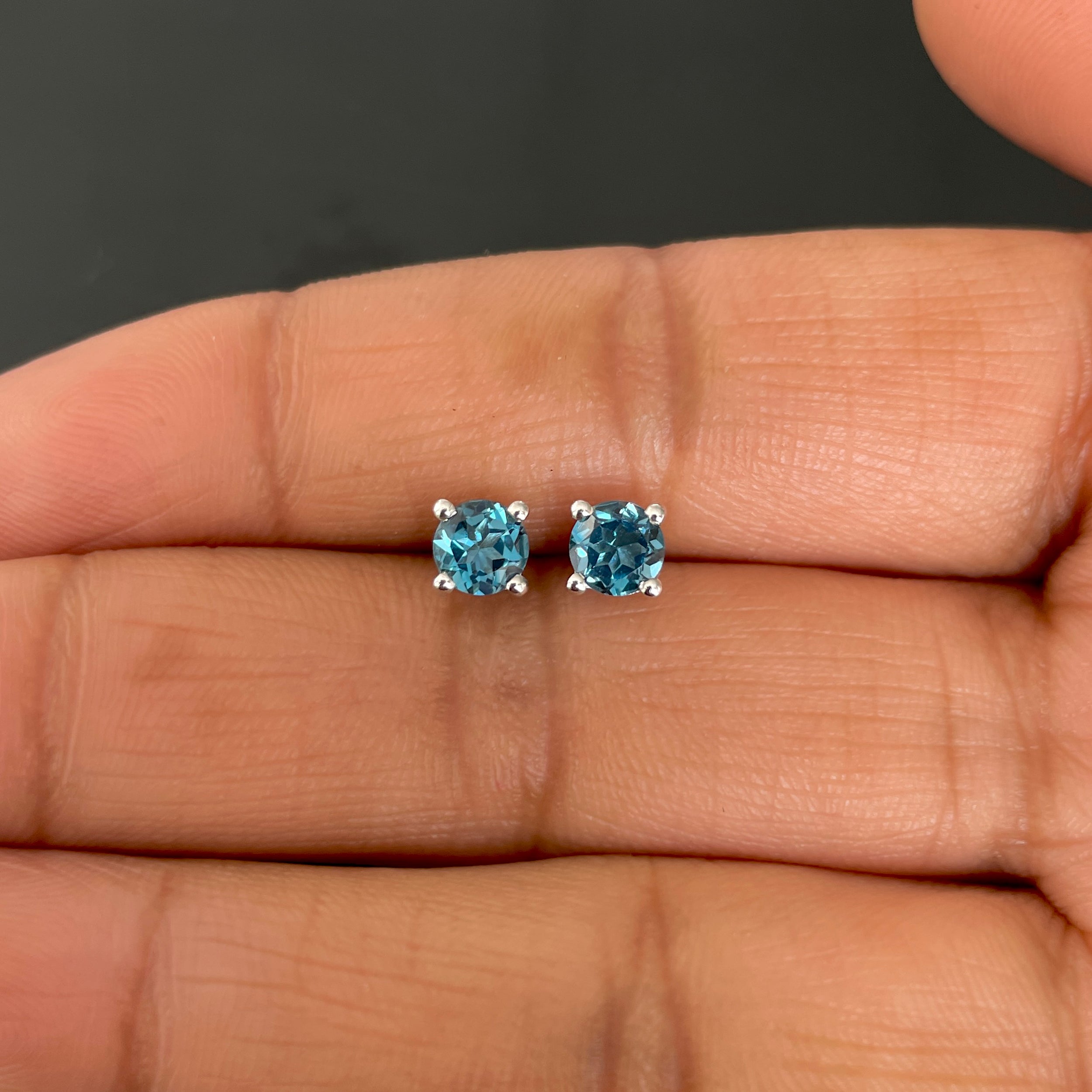London Blue Topaz Stud Earring-(LBTZ-SE-1321.)