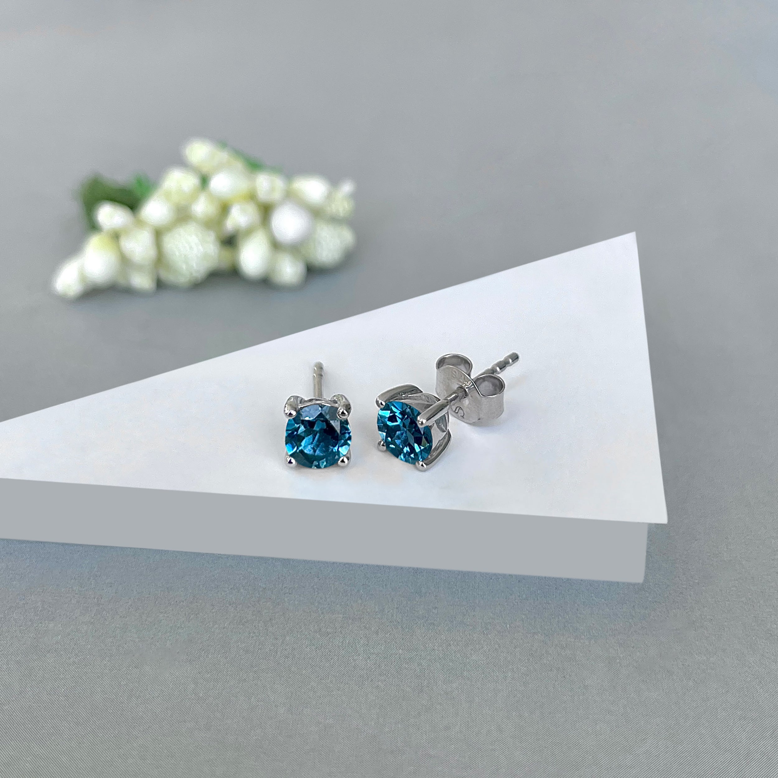 London Blue Topaz Stud Earring-(LBTZ-SE-1321.)