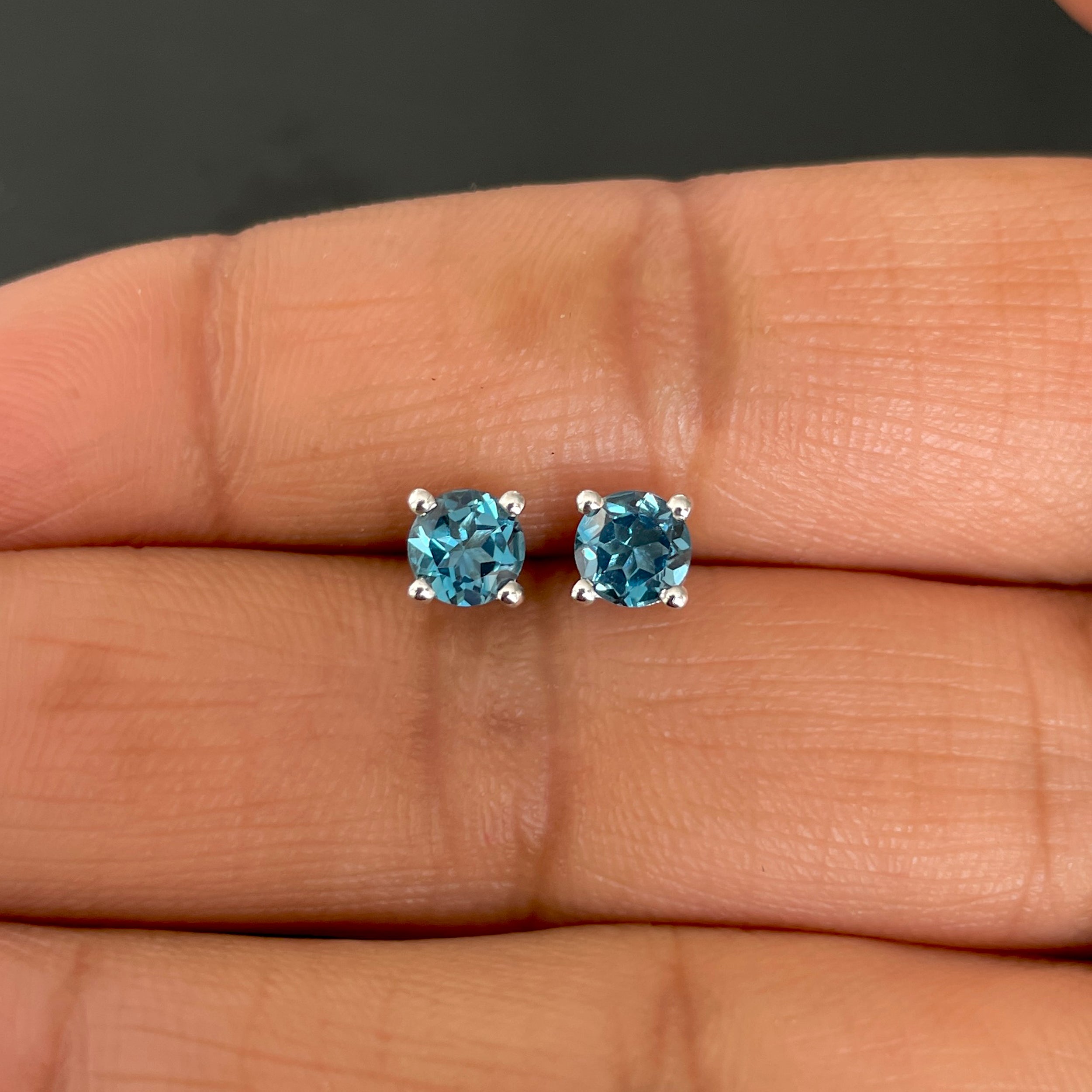 London Blue Topaz Stud Earring-(LBTZ-SE-1321.)
