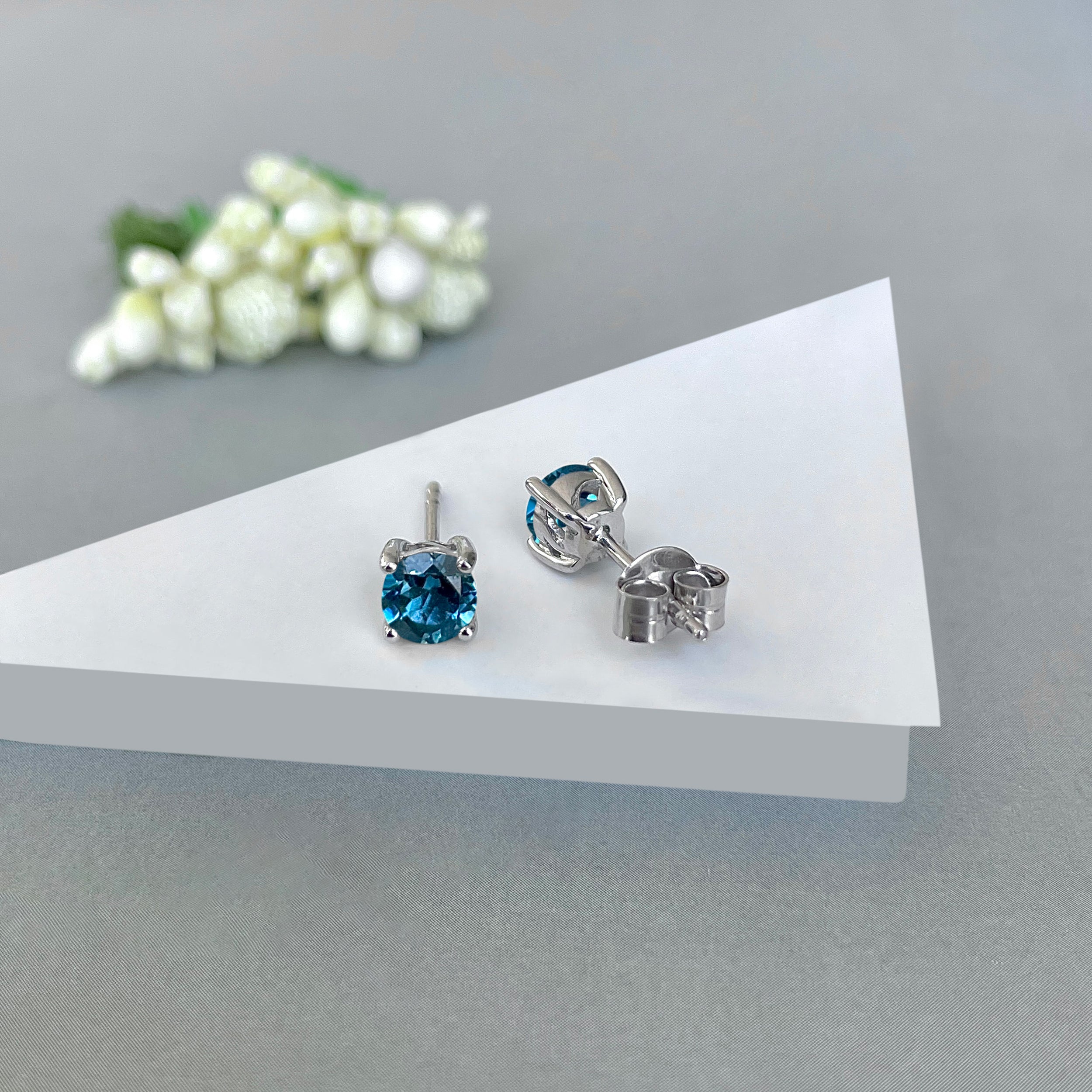 London Blue Topaz Stud Earring-(LBTZ-SE-1321.)