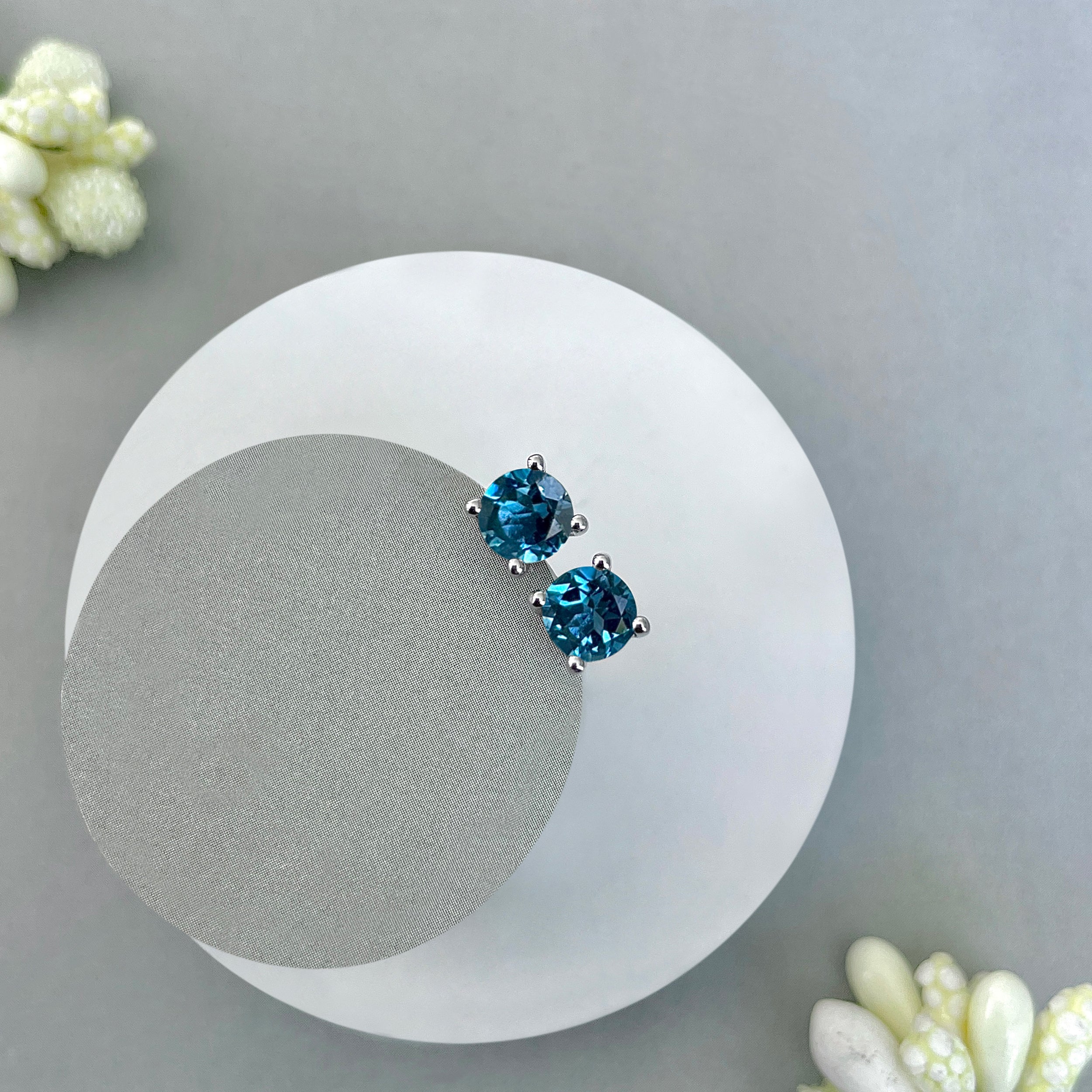 London Blue Topaz Stud Earring-(LBTZ-SE-1321.)