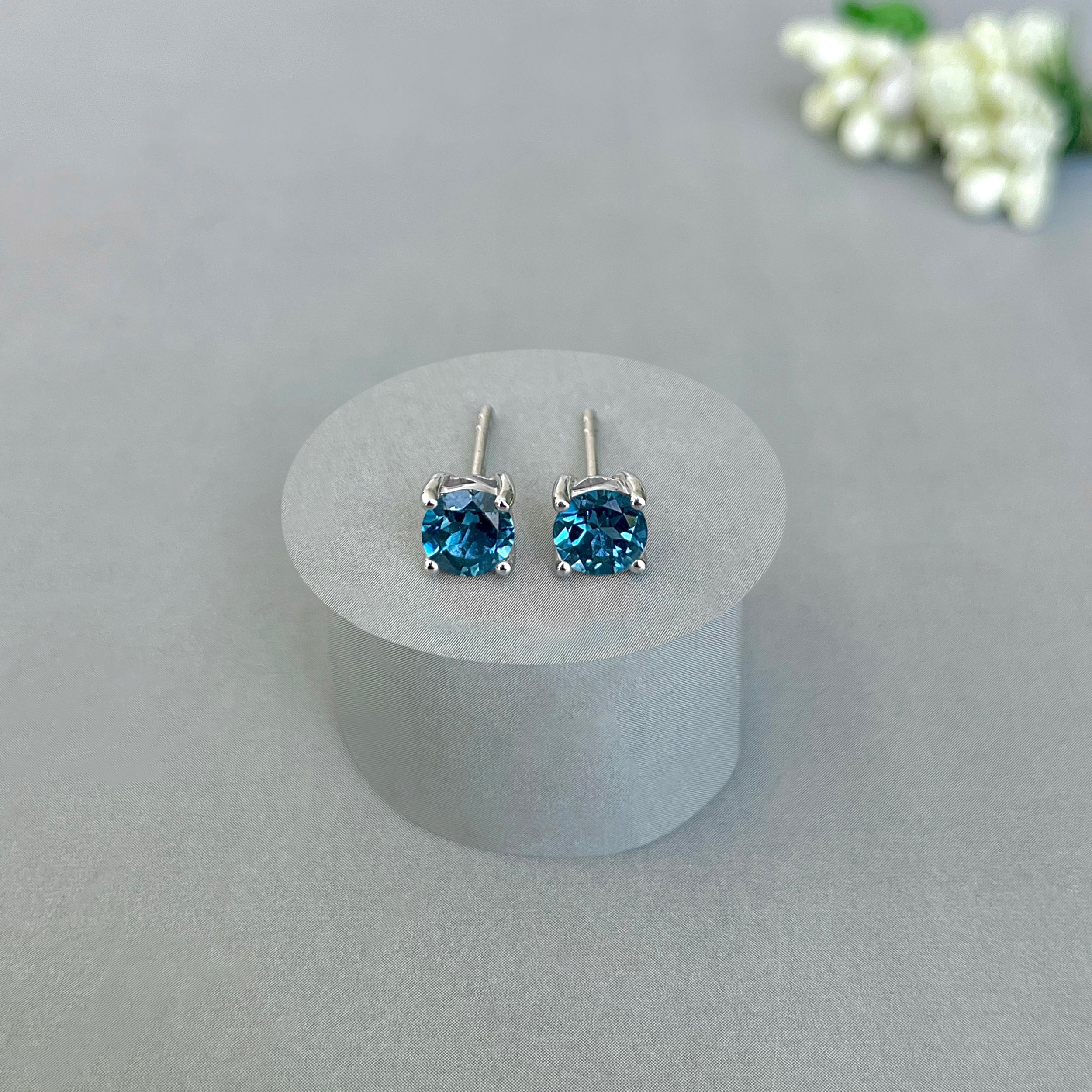 London Blue Topaz Stud Earring-(LBTZ-SE-1321.)