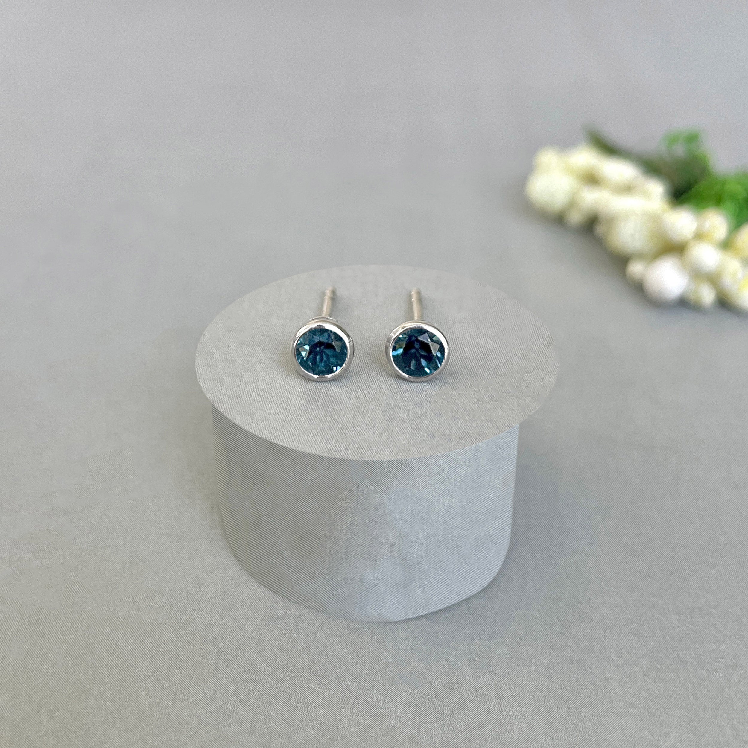 London Blue Topaz Stud Earring-(LBTZ-SE-1375.)