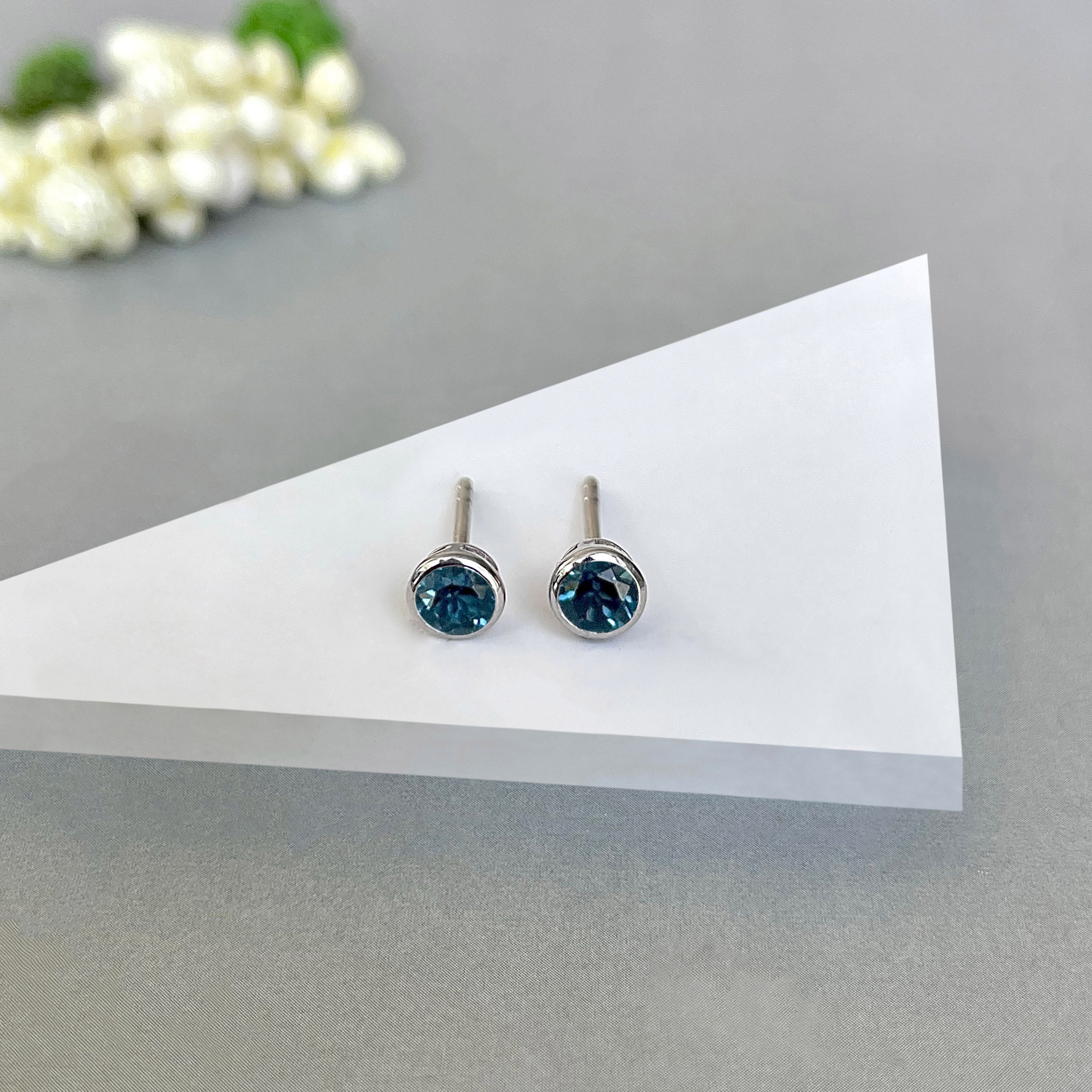 London Blue Topaz Stud Earring-(LBTZ-SE-1375.)