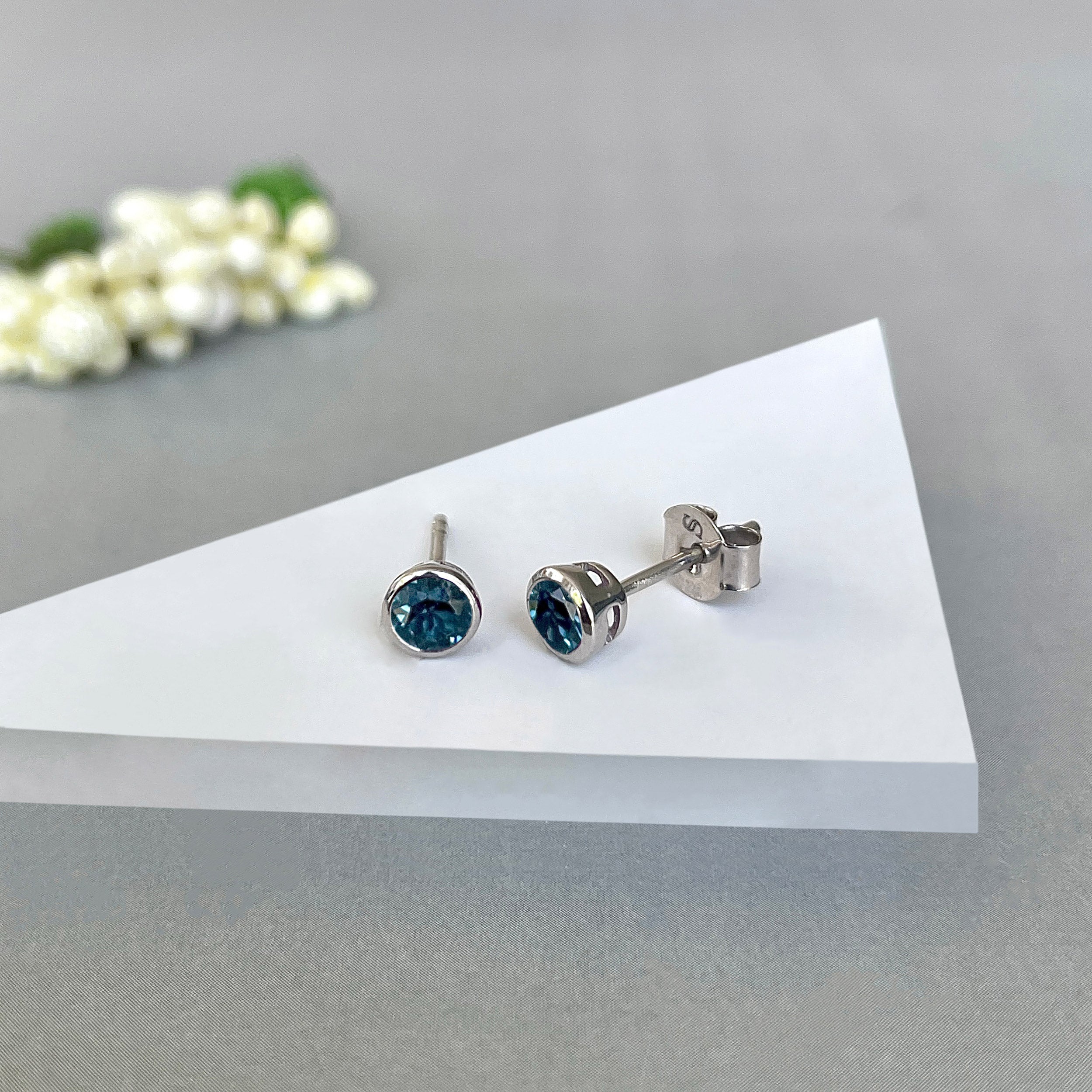 London Blue Topaz Stud Earring-(LBTZ-SE-1375.)