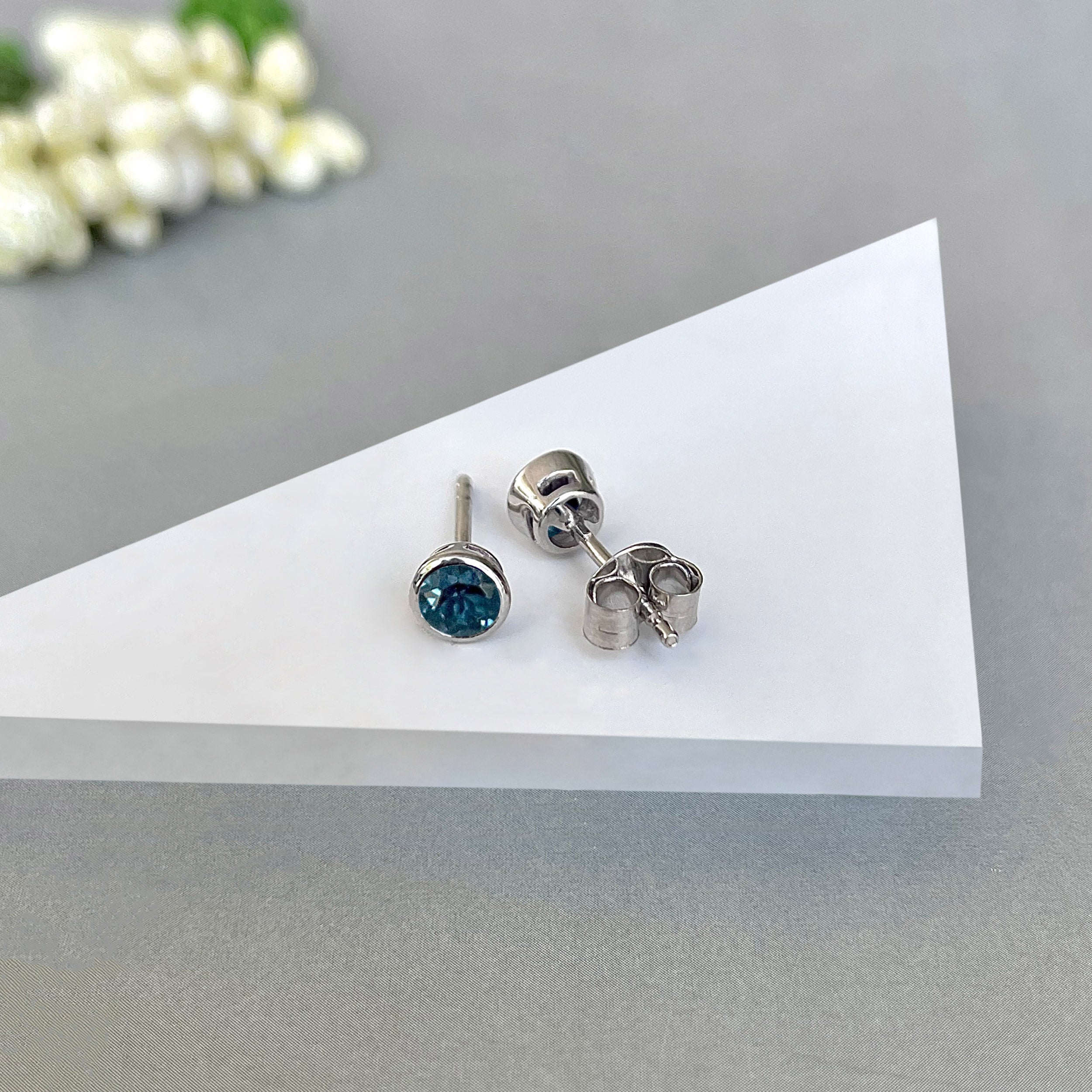 London Blue Topaz Stud Earring-(LBTZ-SE-1375.)