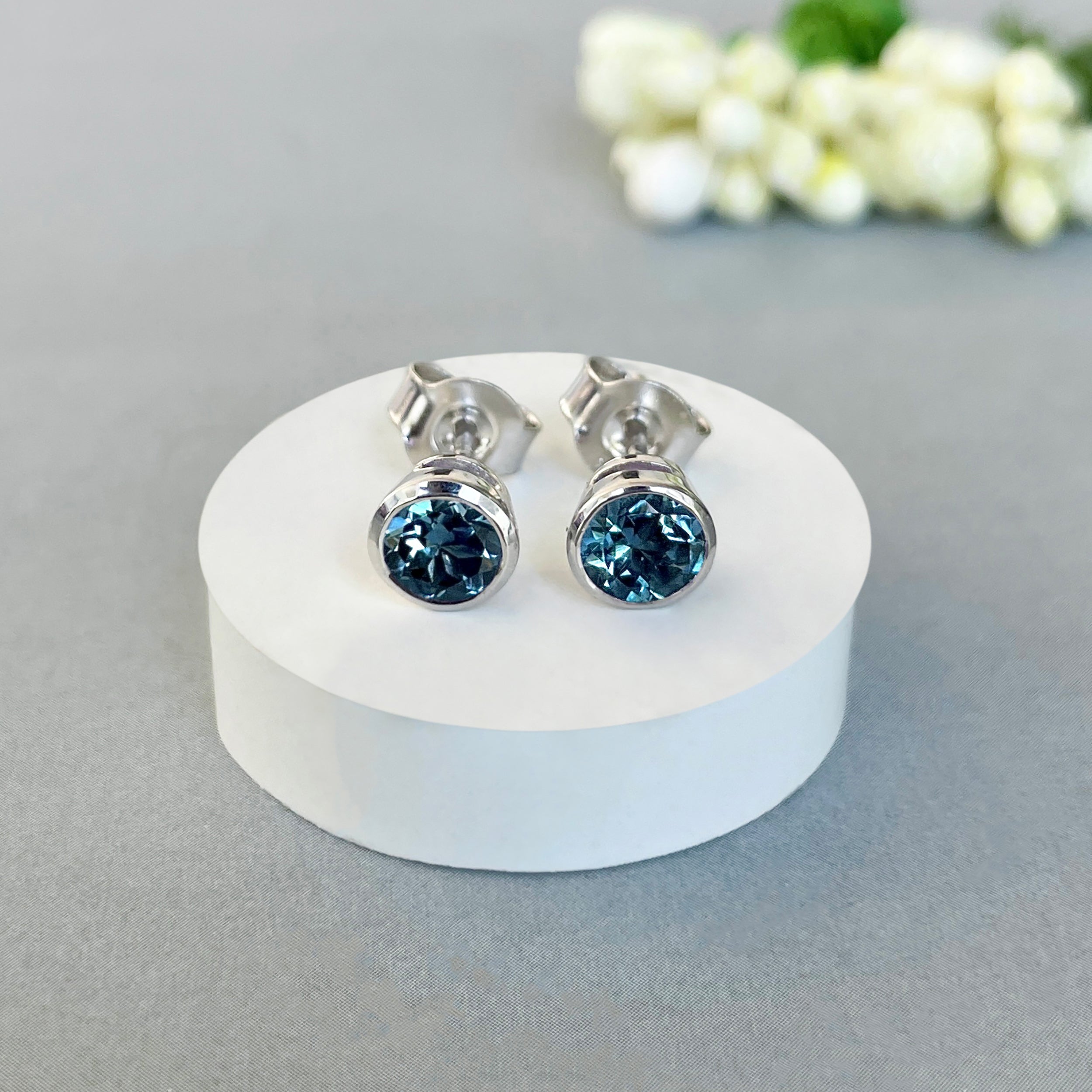 London Blue Topaz Stud Earring-(LBTZ-SE-1425.)