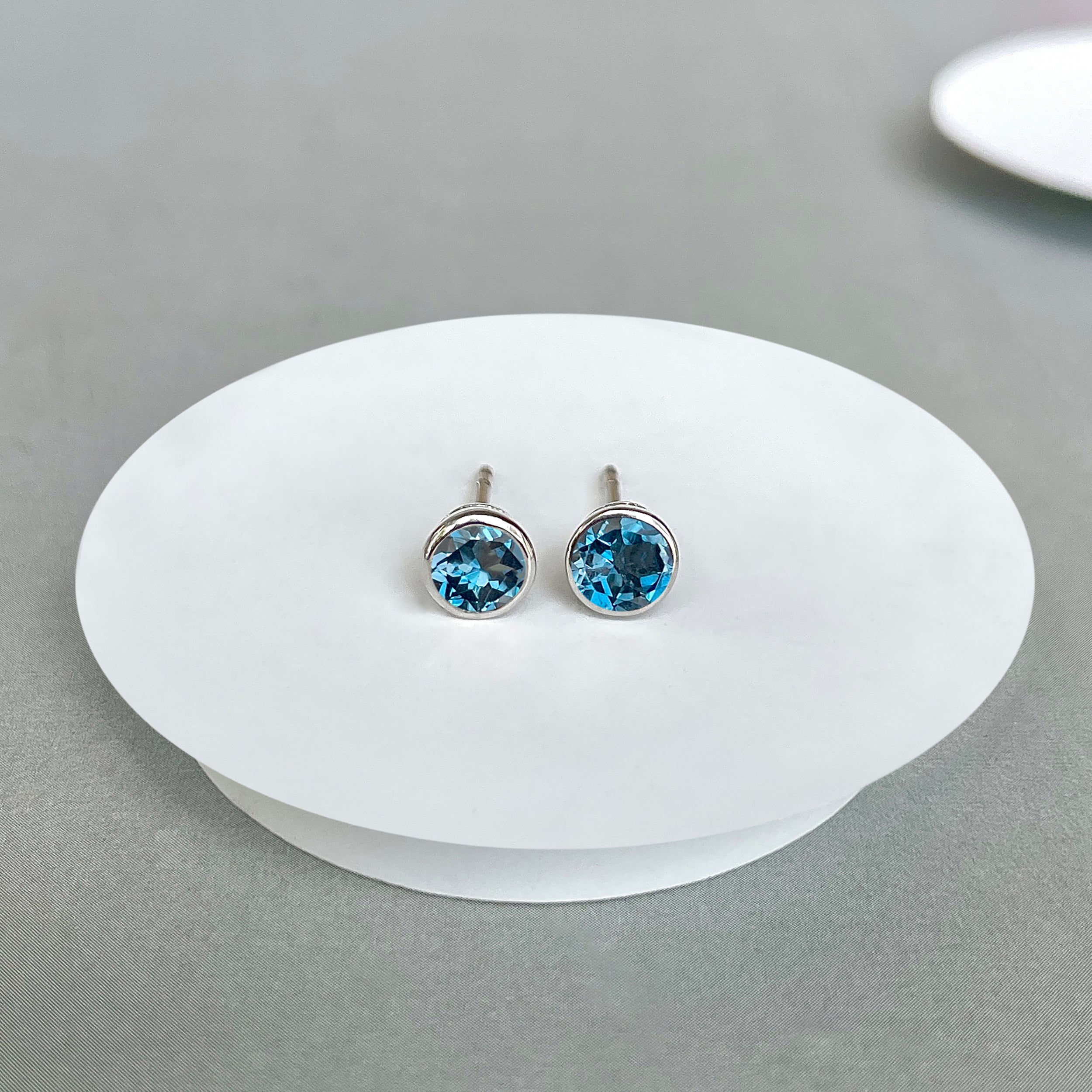 London Blue Topaz Stud Earrings-(LBTZ-SE-1425.)