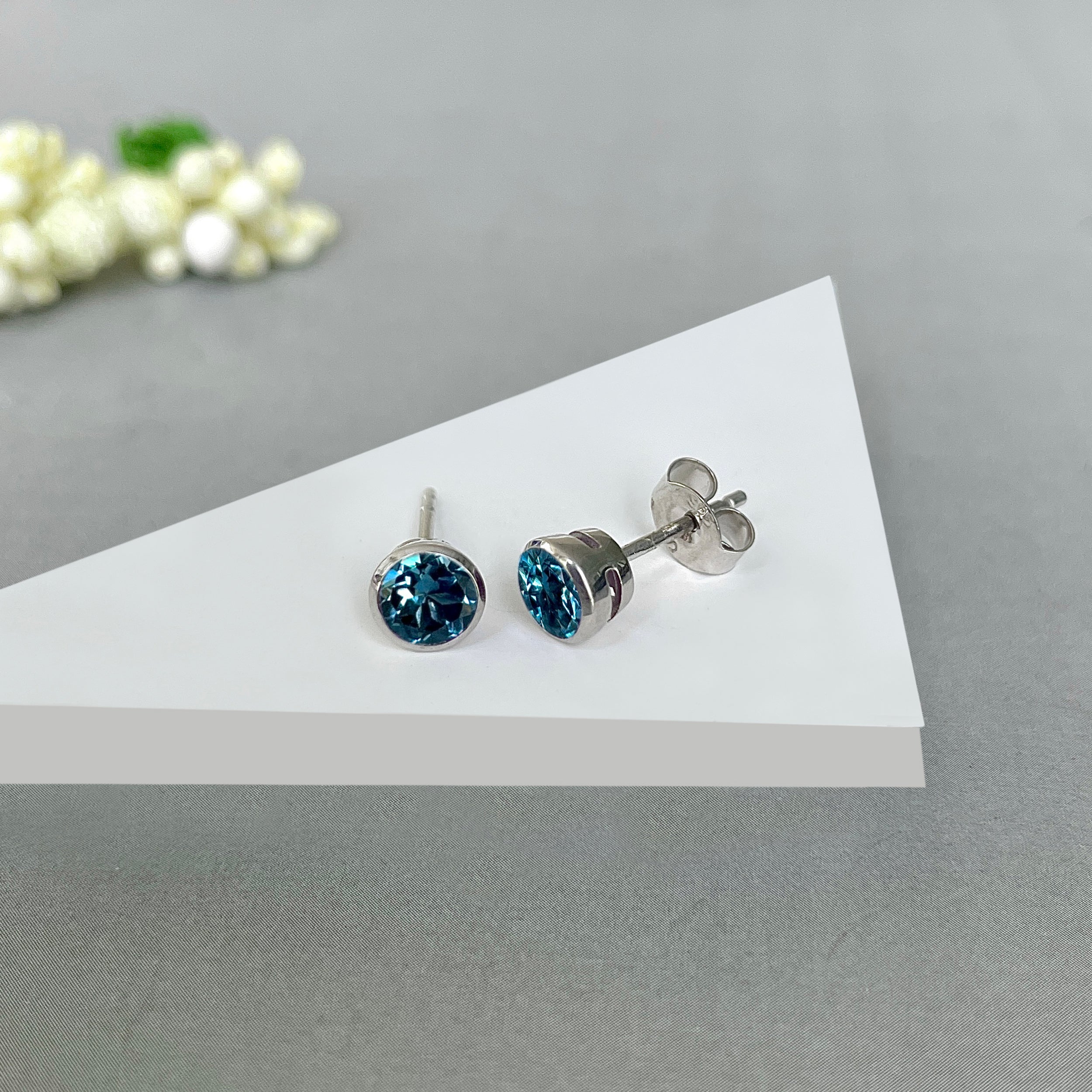London Blue Topaz Stud Earring-(LBTZ-SE-1425.)
