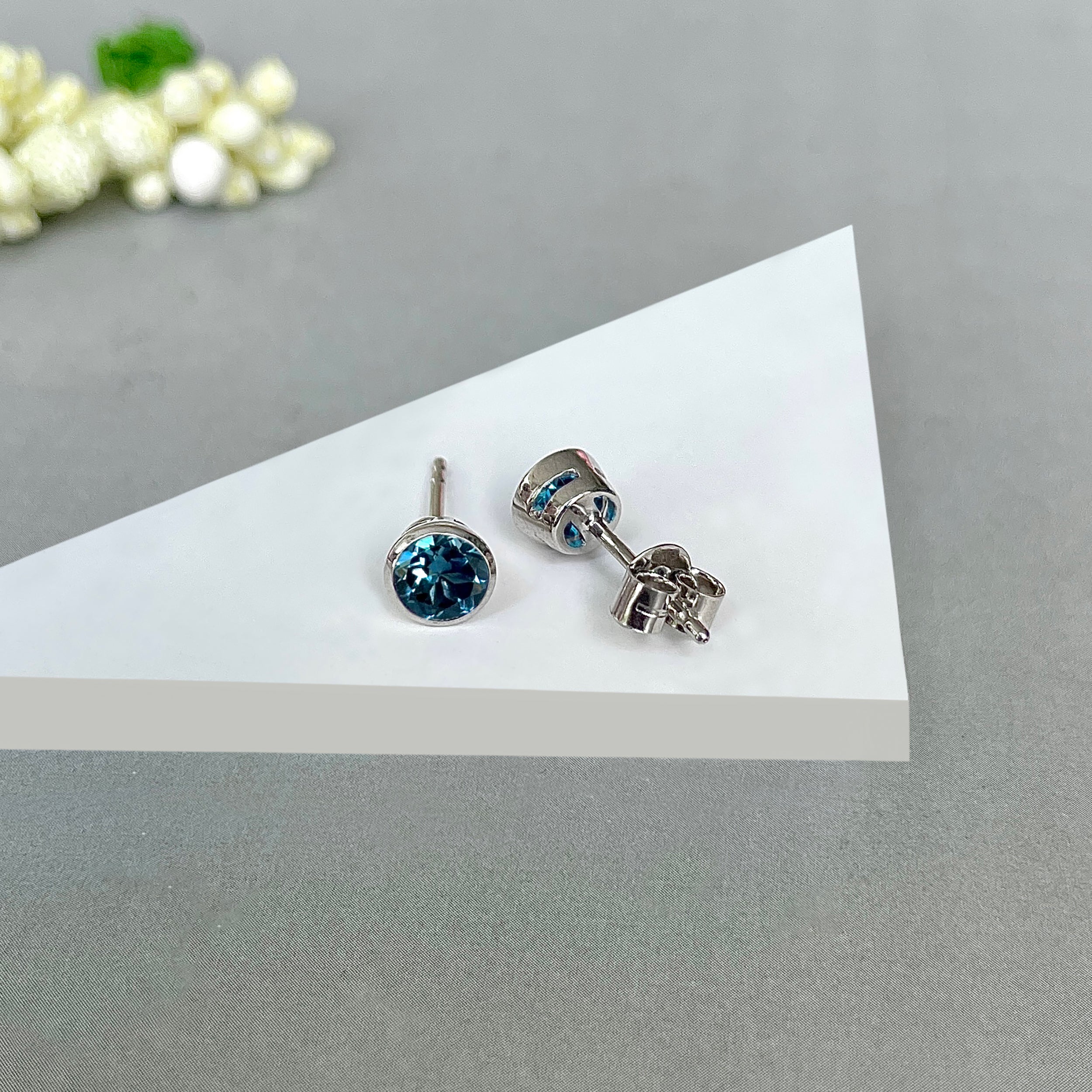 London Blue Topaz Stud Earring-(LBTZ-SE-1425.)
