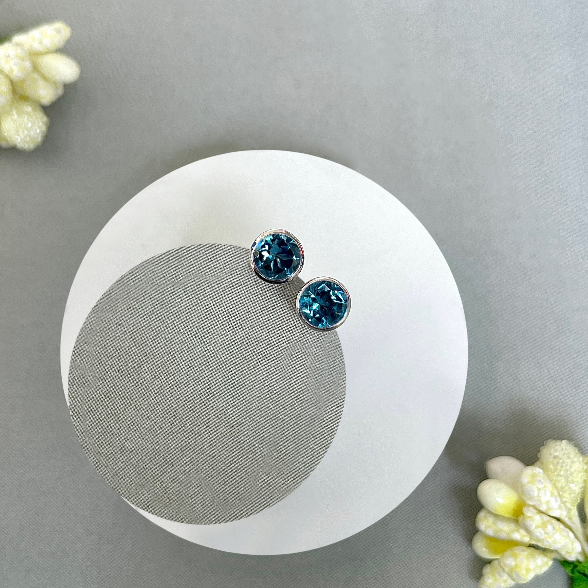 London Blue Topaz Stud Earring-(LBTZ-SE-1425.)