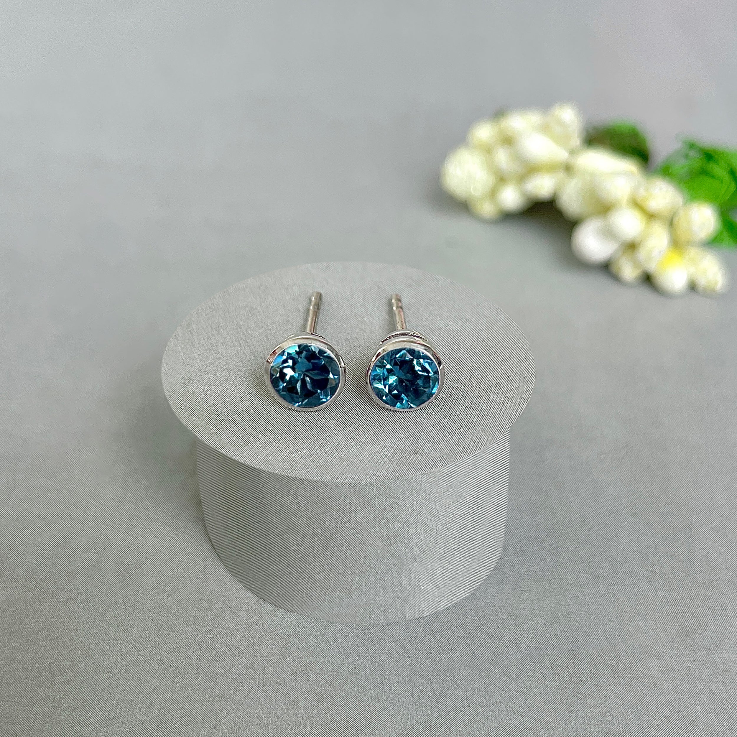 London Blue Topaz Stud Earring-(LBTZ-SE-1425.)