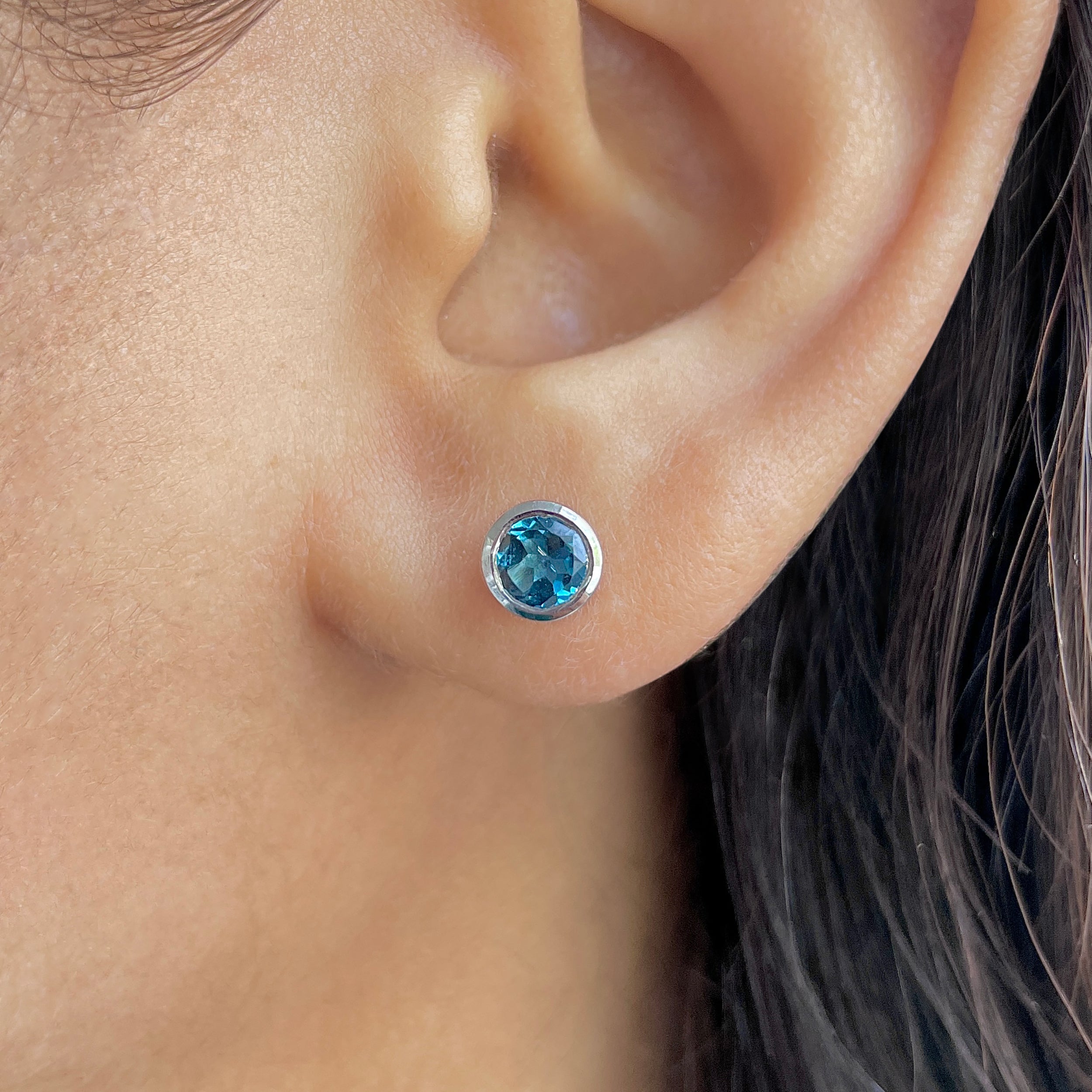 London Blue Topaz Stud Earring-(LBTZ-SE-1425.)