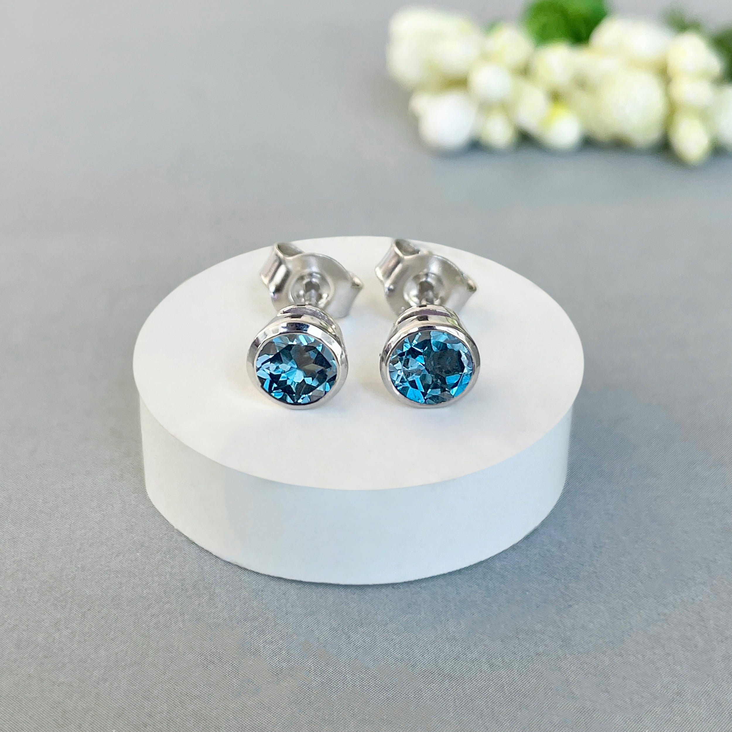 London Blue Topaz Stud Earrings-(LBTZ-SE-1425.)