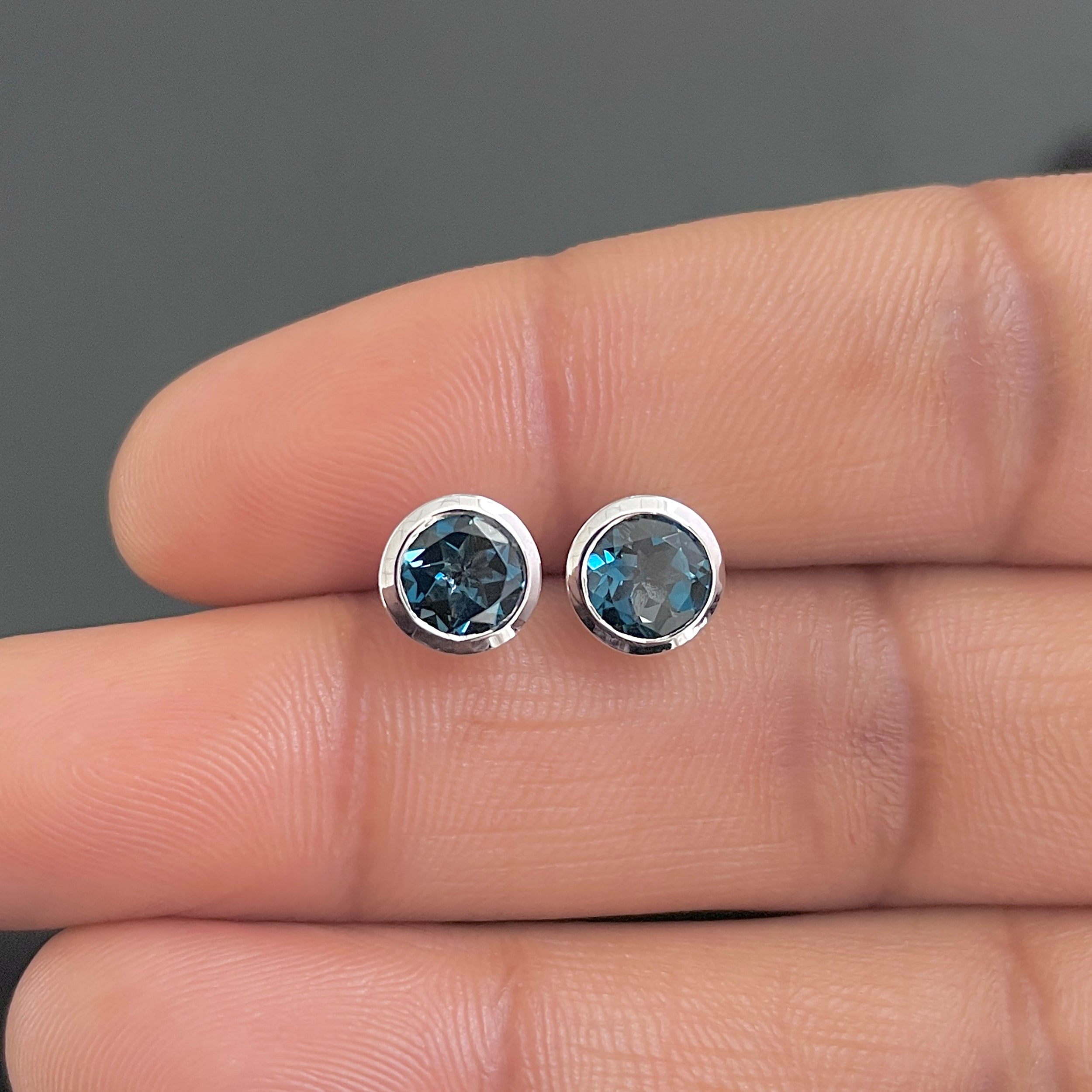 London Blue Topaz Stud Earrings-(LBTZ-SE-1426.)