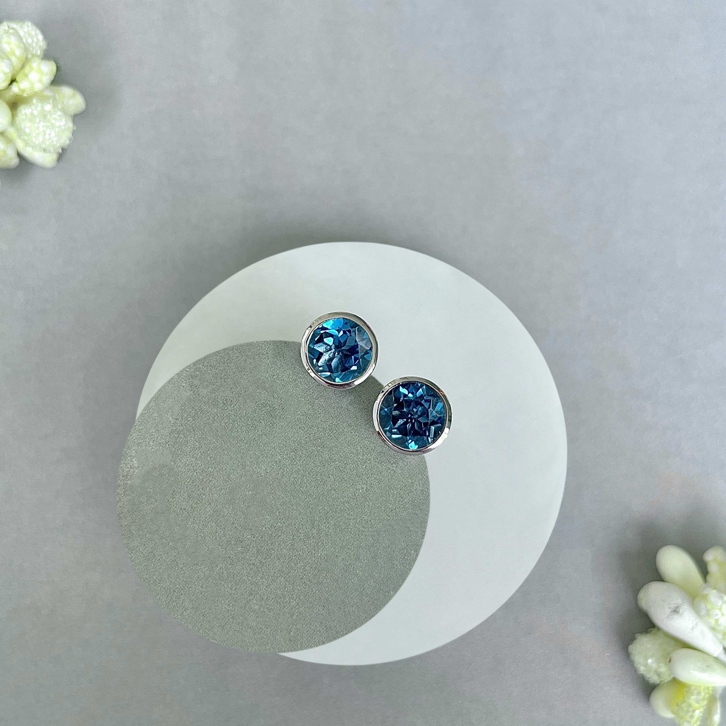 London Blue Topaz Stud Earrings-(LBTZ-SE-1426.)