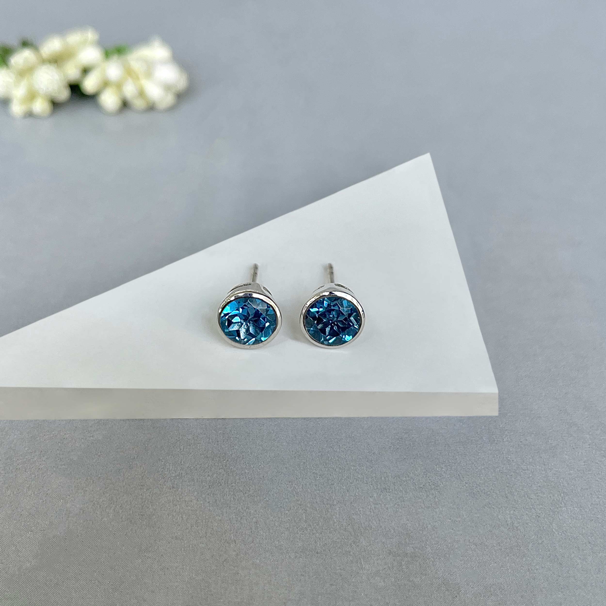 London Blue Topaz Stud Earrings-(LBTZ-SE-1426.)