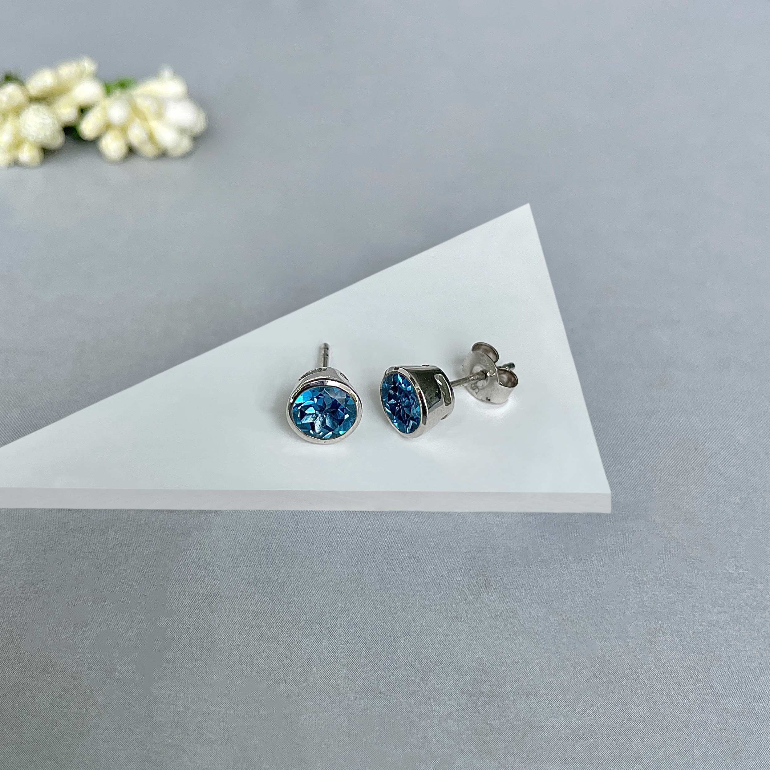 London Blue Topaz Stud Earrings-(LBTZ-SE-1426.)