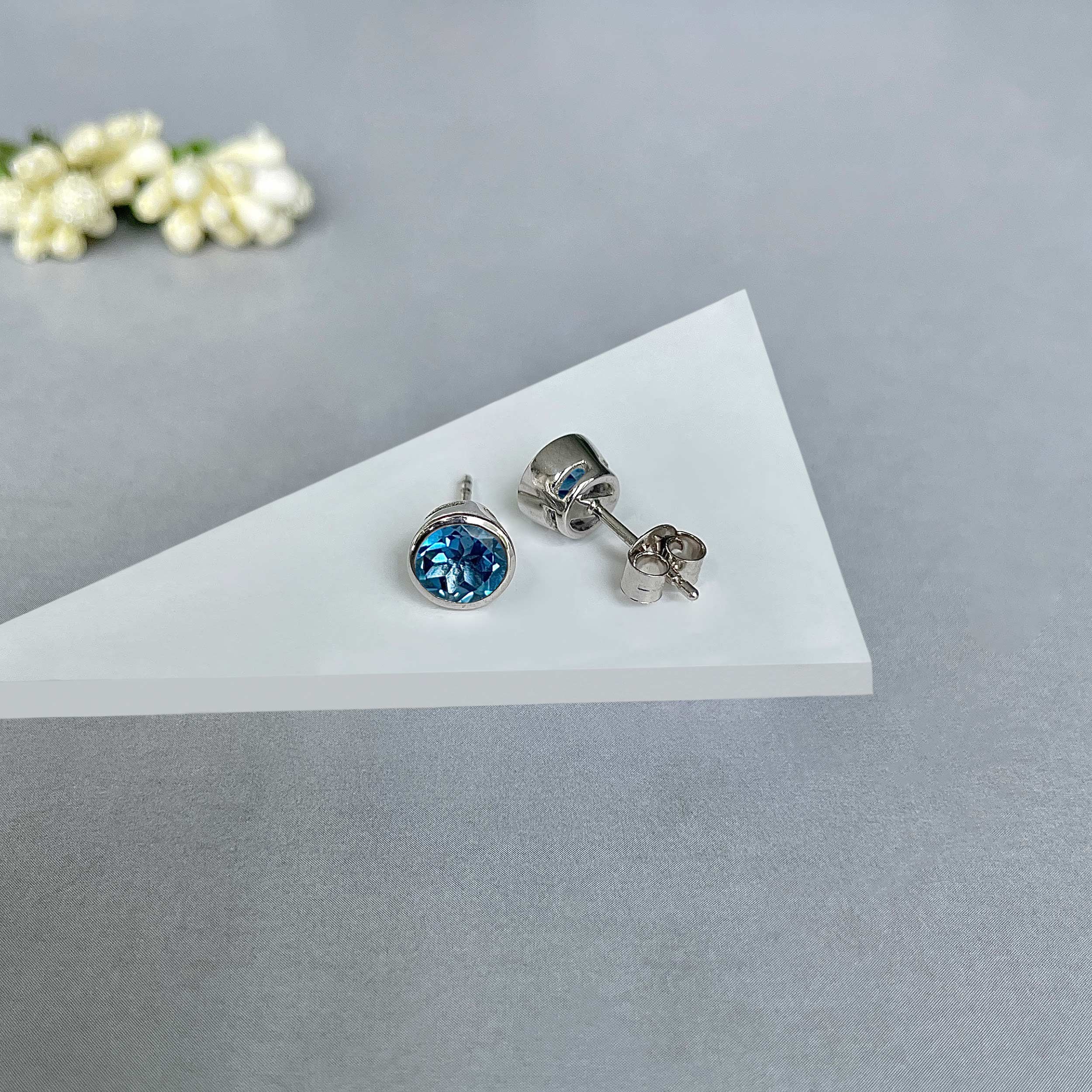 London Blue Topaz Stud Earrings-(LBTZ-SE-1426.)