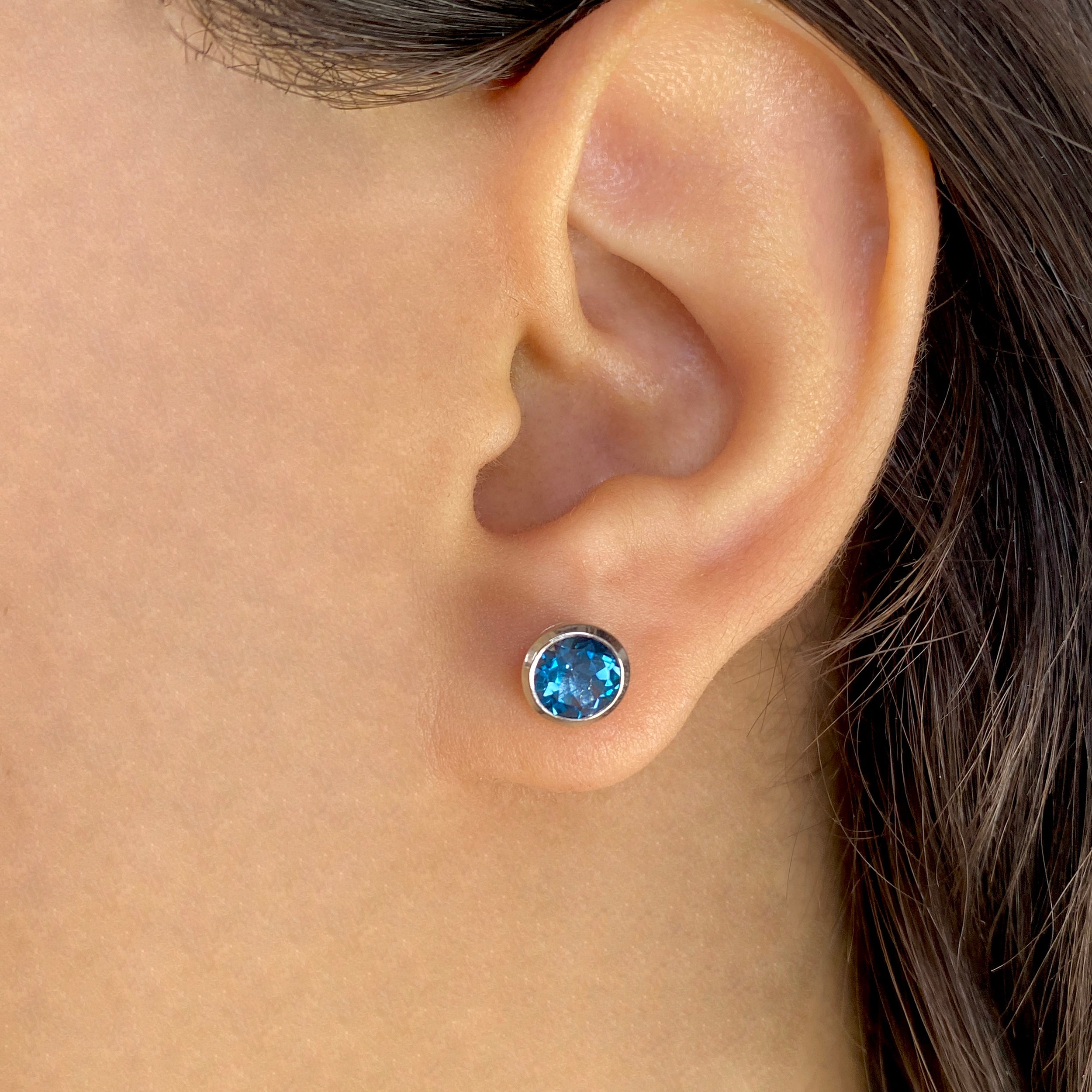 London Blue Topaz Stud Earrings-(LBTZ-SE-1426.)
