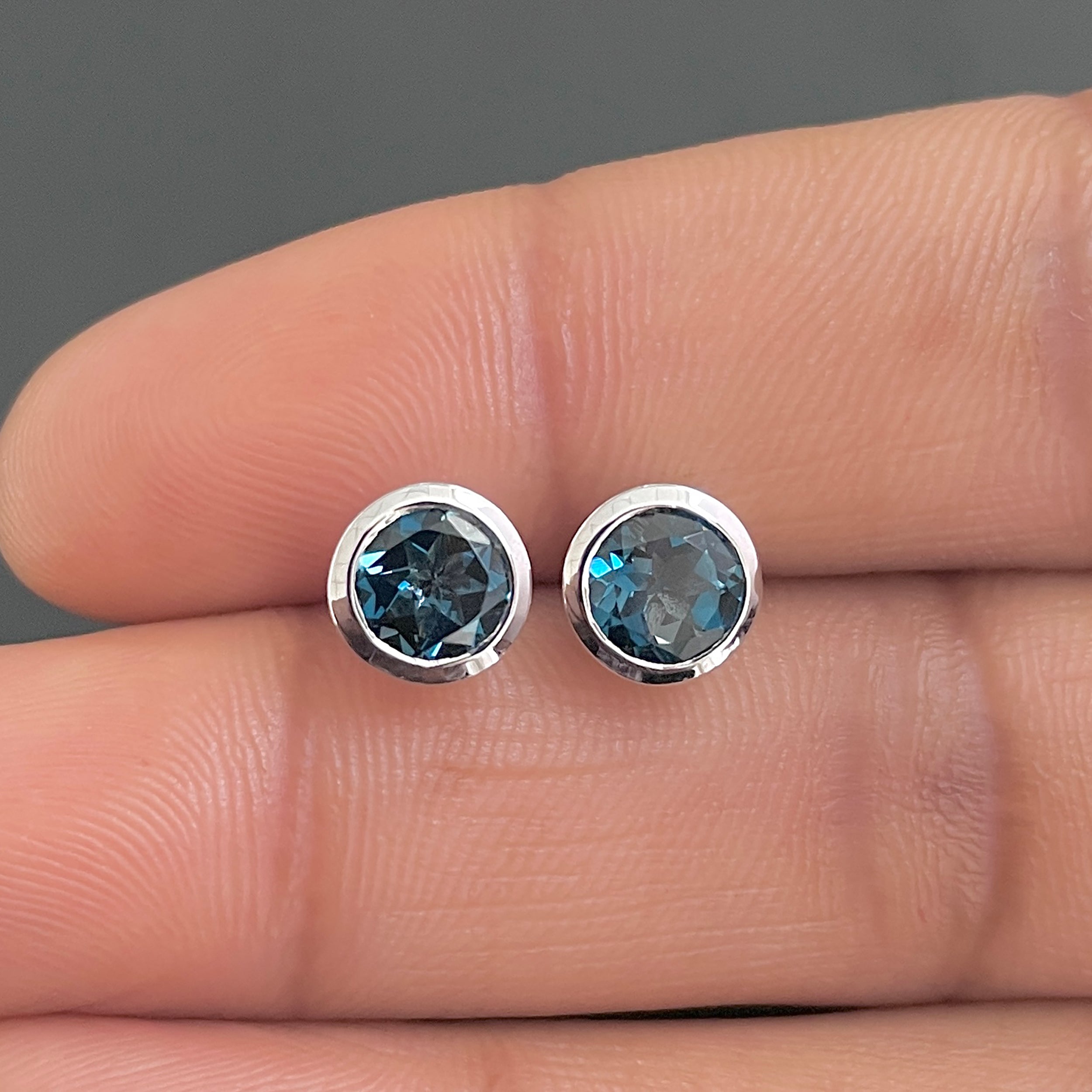 London Blue Topaz Stud Earring-(LBTZ-SE-1426.)