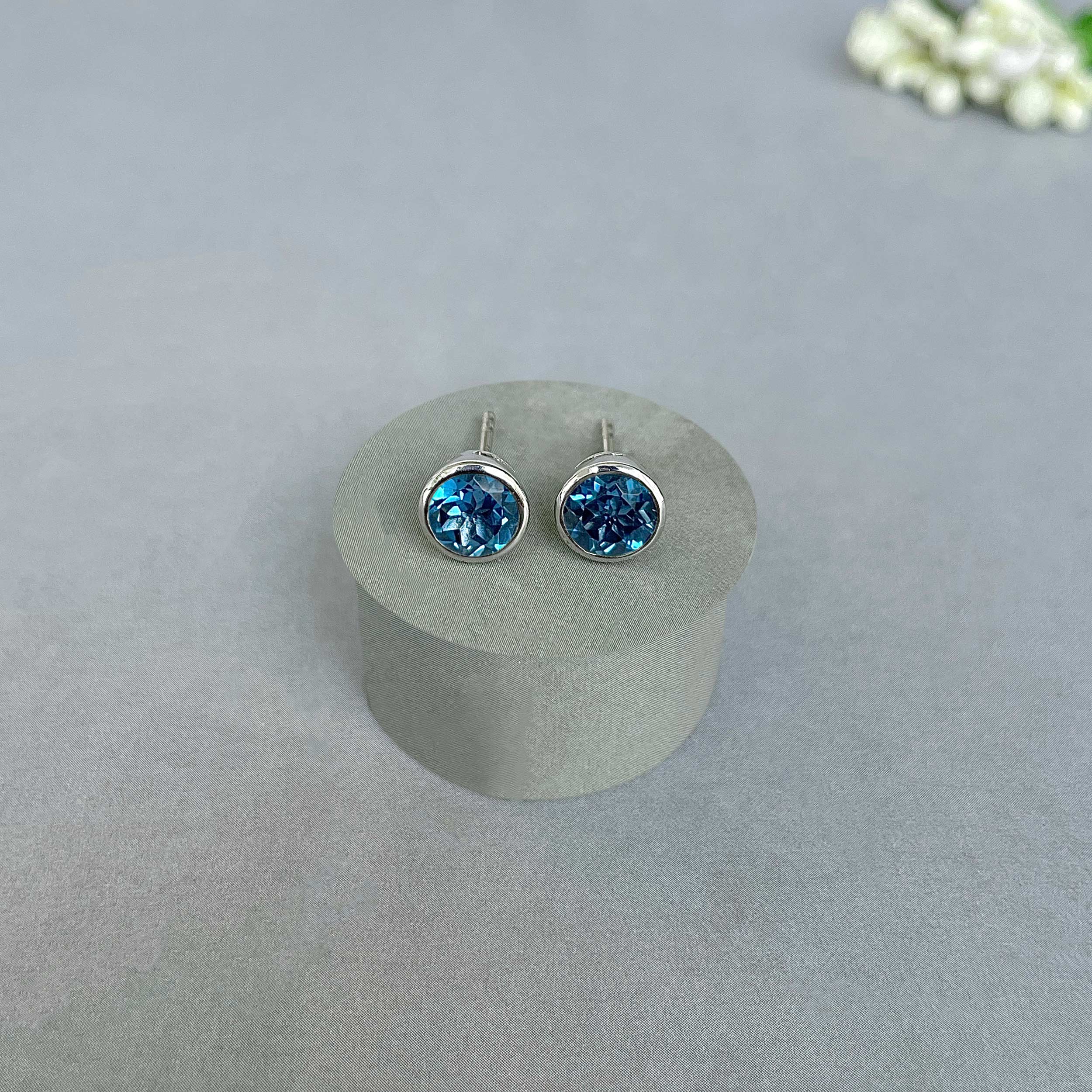 London Blue Topaz Stud Earrings-(LBTZ-SE-1426.)