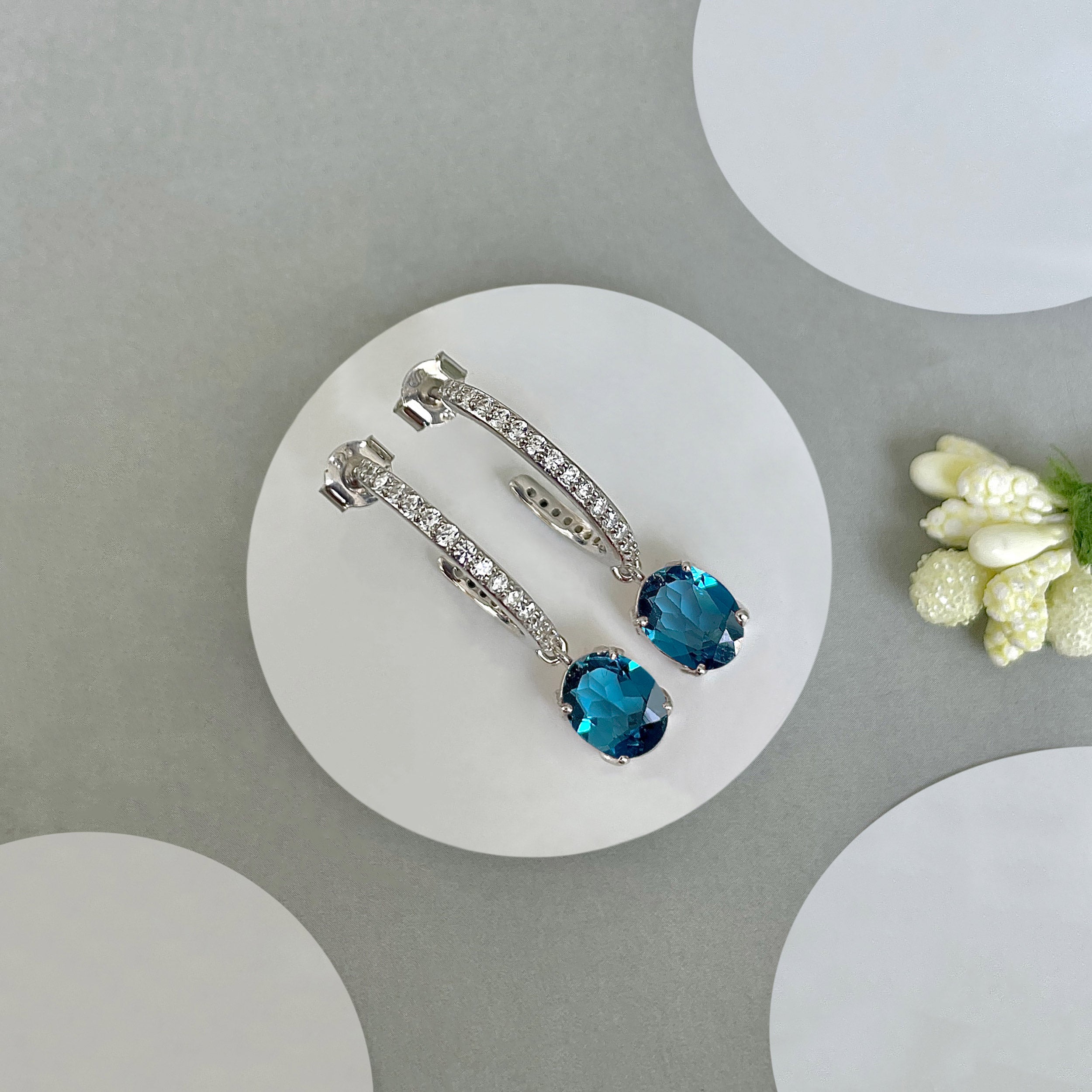 London Blue Topaz Hoop Earring-(LBTZ-SE-1469.)