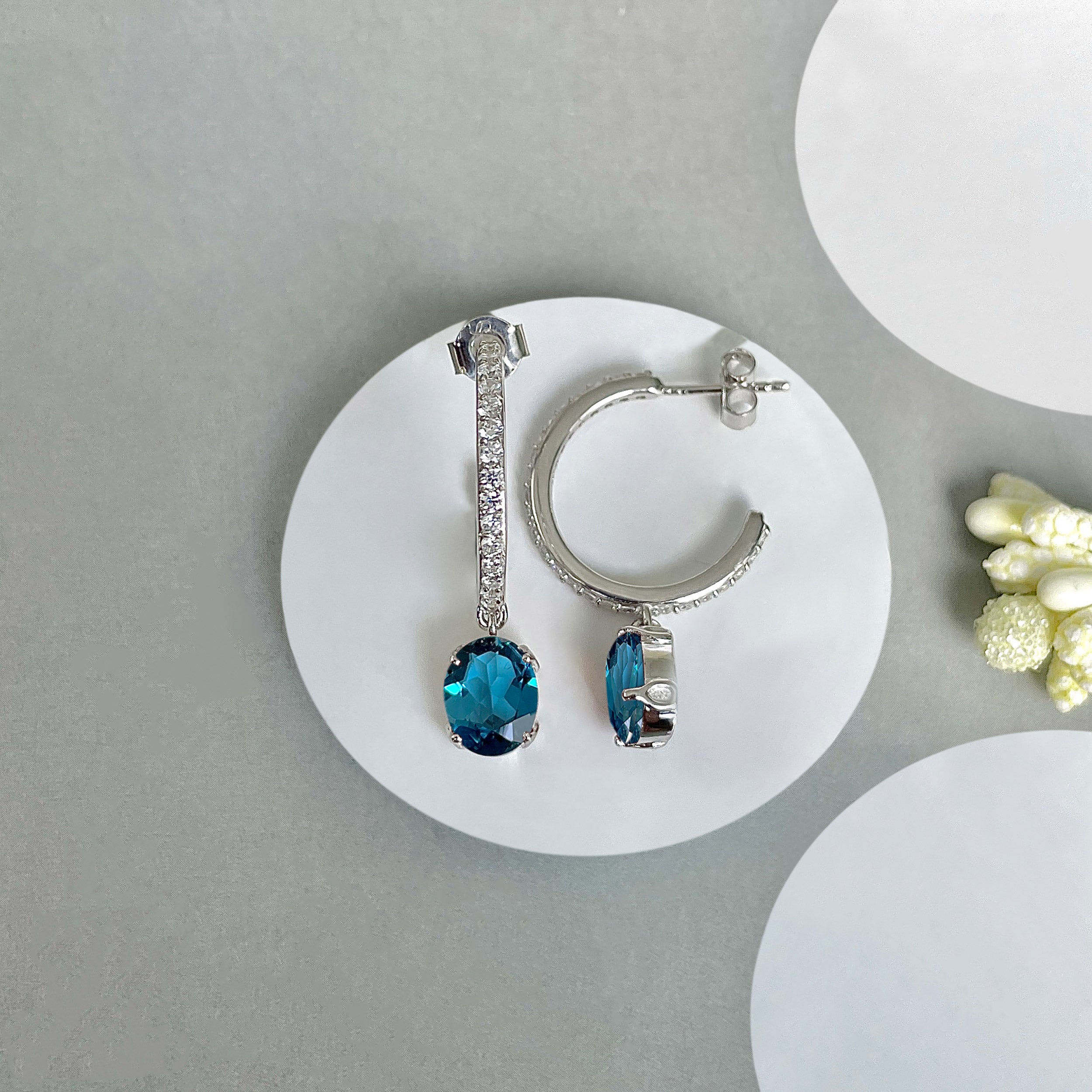 London Blue Topaz Hoop Earring-(LBTZ-SE-1469.)