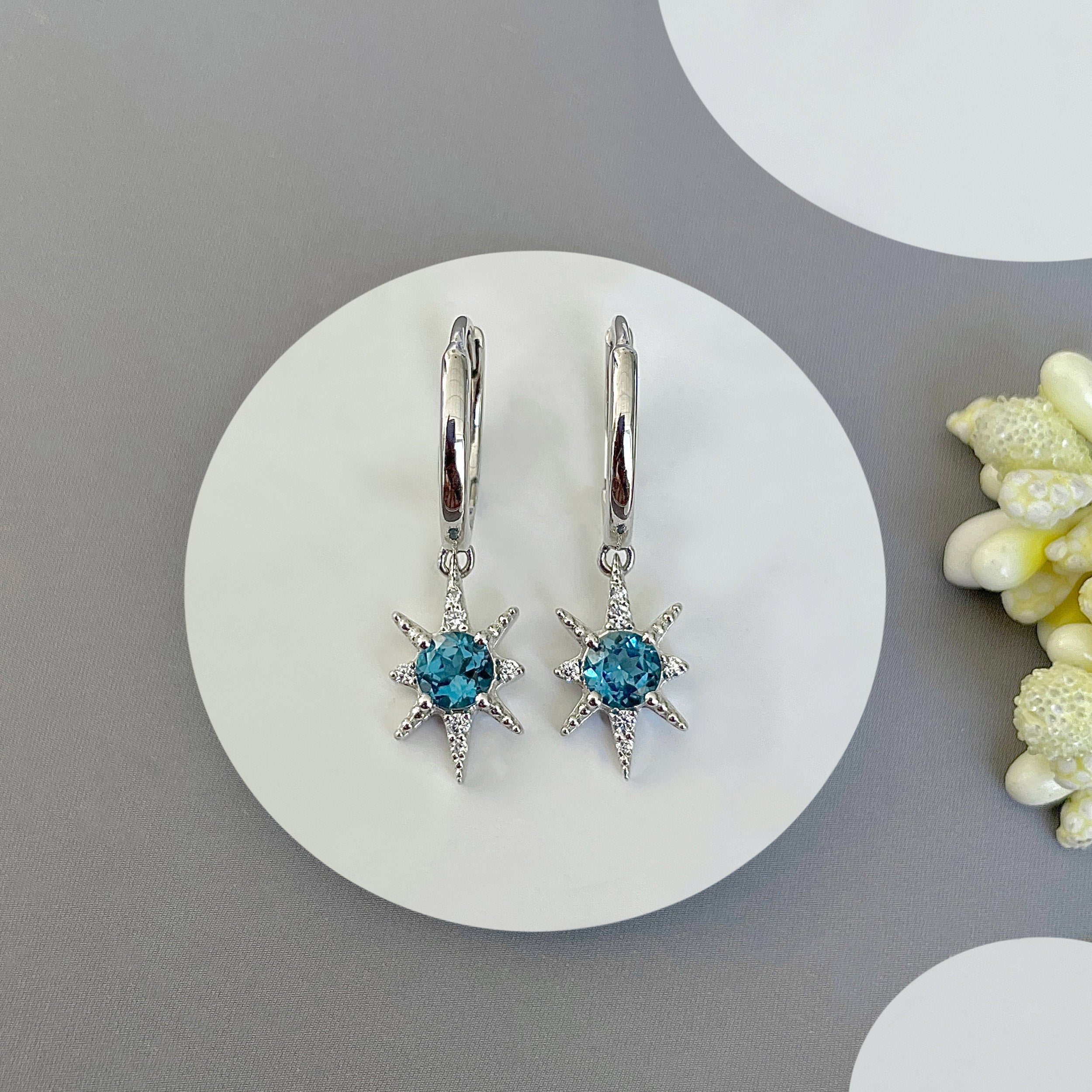 London Blue Topaz Earrings-(LBTZ-SE-1470.)