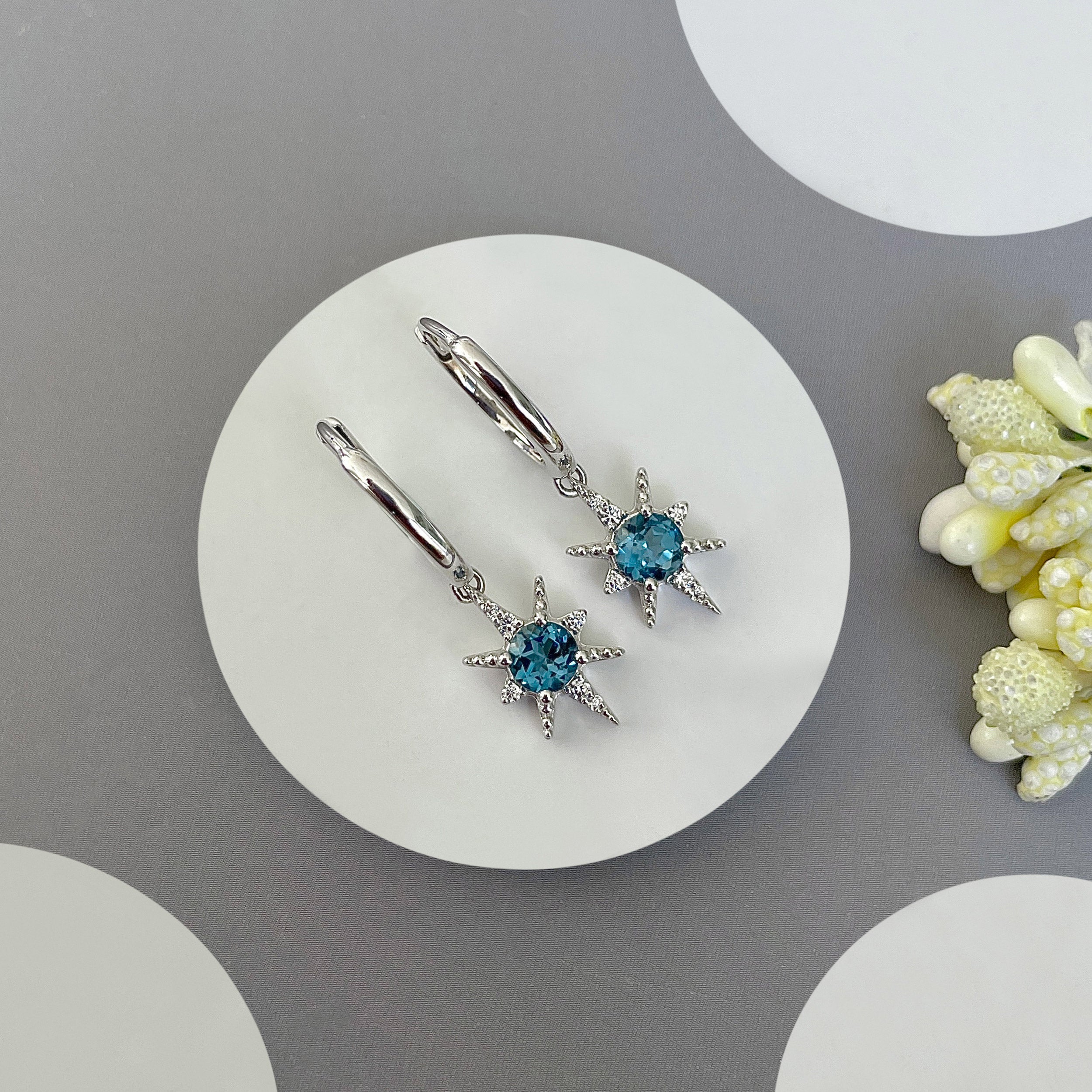 London Blue Topaz Earrings-(LBTZ-SE-1470.)