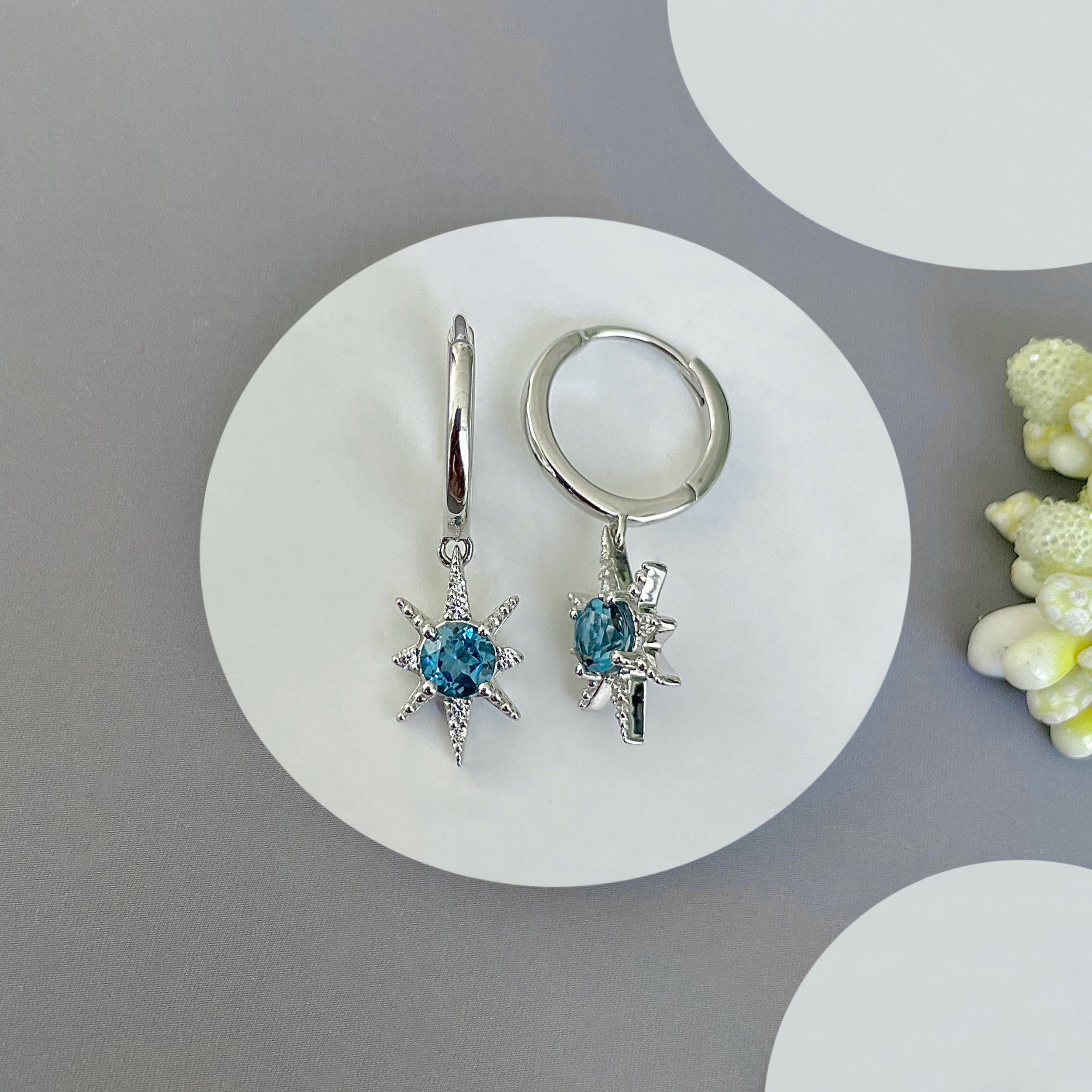 London Blue Topaz Earring-(LBTZ-SE-1470.)