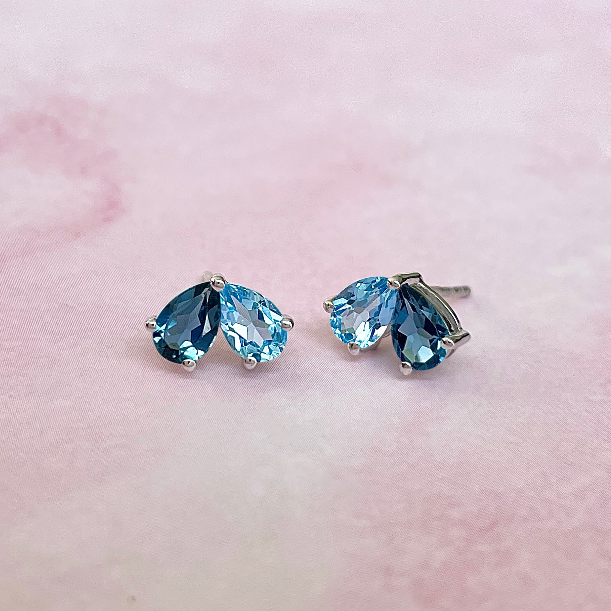 Swiss Blue Topaz & Londan Blue Earring-(SBTZ-SE-1795.)