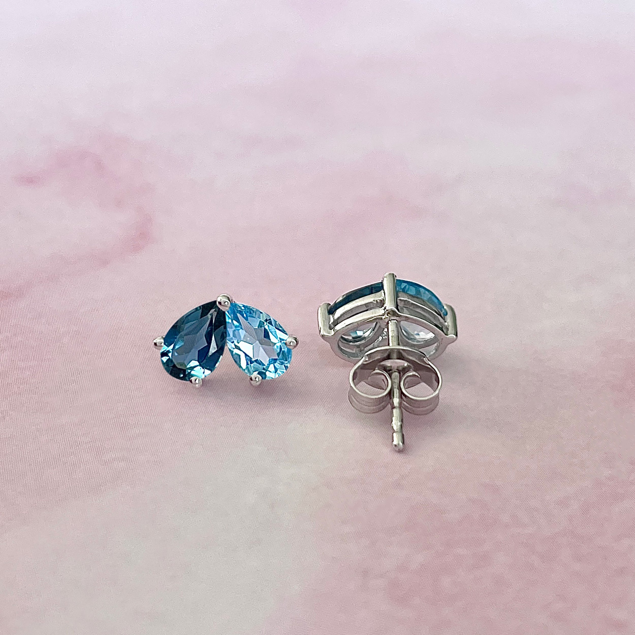 Swiss Blue Topaz & Londan Blue Earring-(SBTZ-SE-1795.)