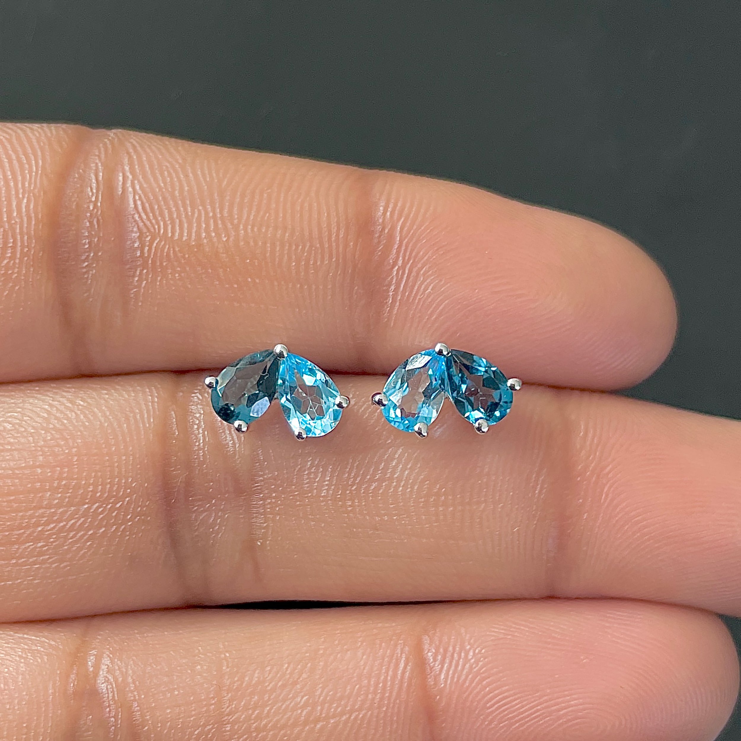 Swiss Blue Topaz & Londan Blue Earring-(SBTZ-SE-1795.)