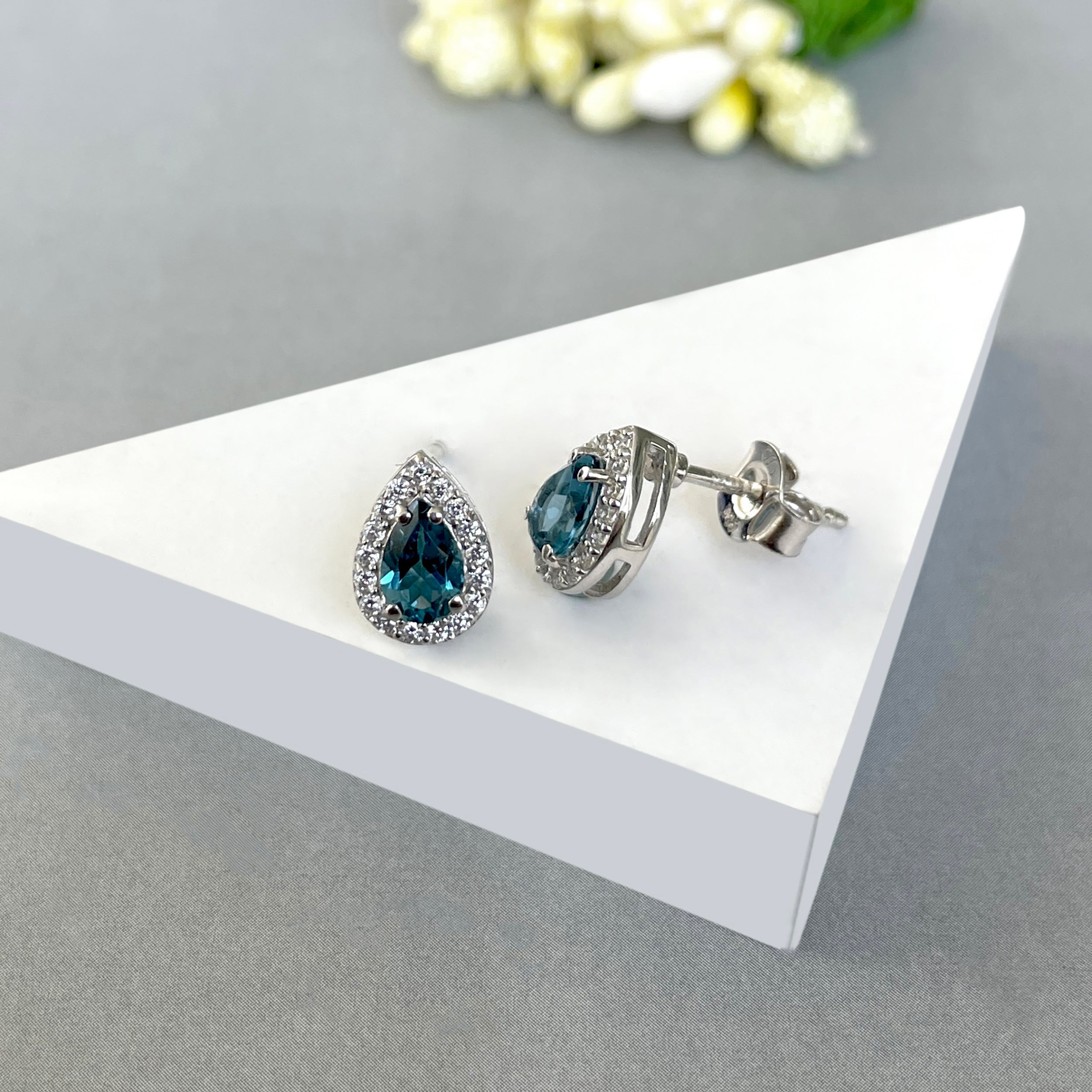 London Blue Topaz Stud Earring-(LBTZ-SE-52-W.)