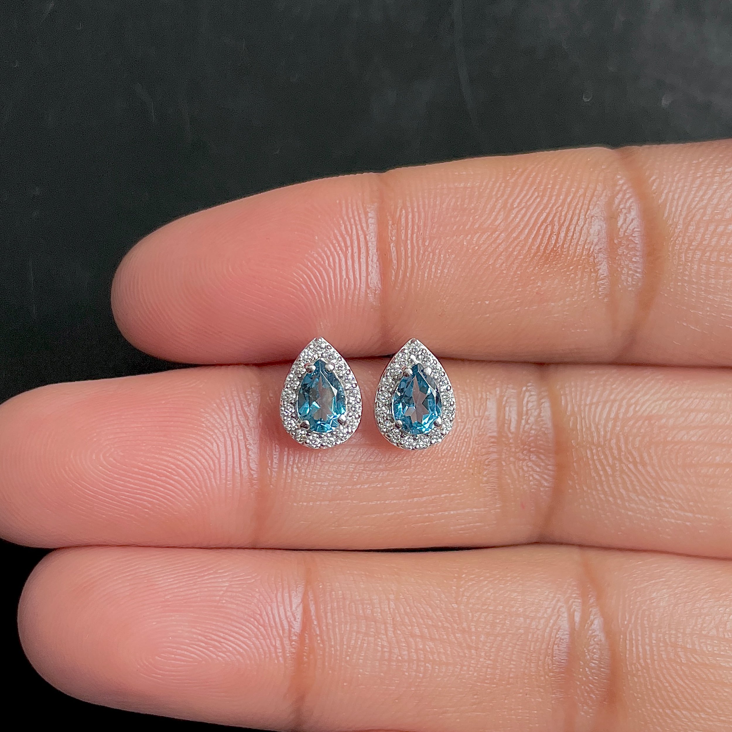 London Blue Topaz Stud Earrings-(LBTZ-SE-52W.)