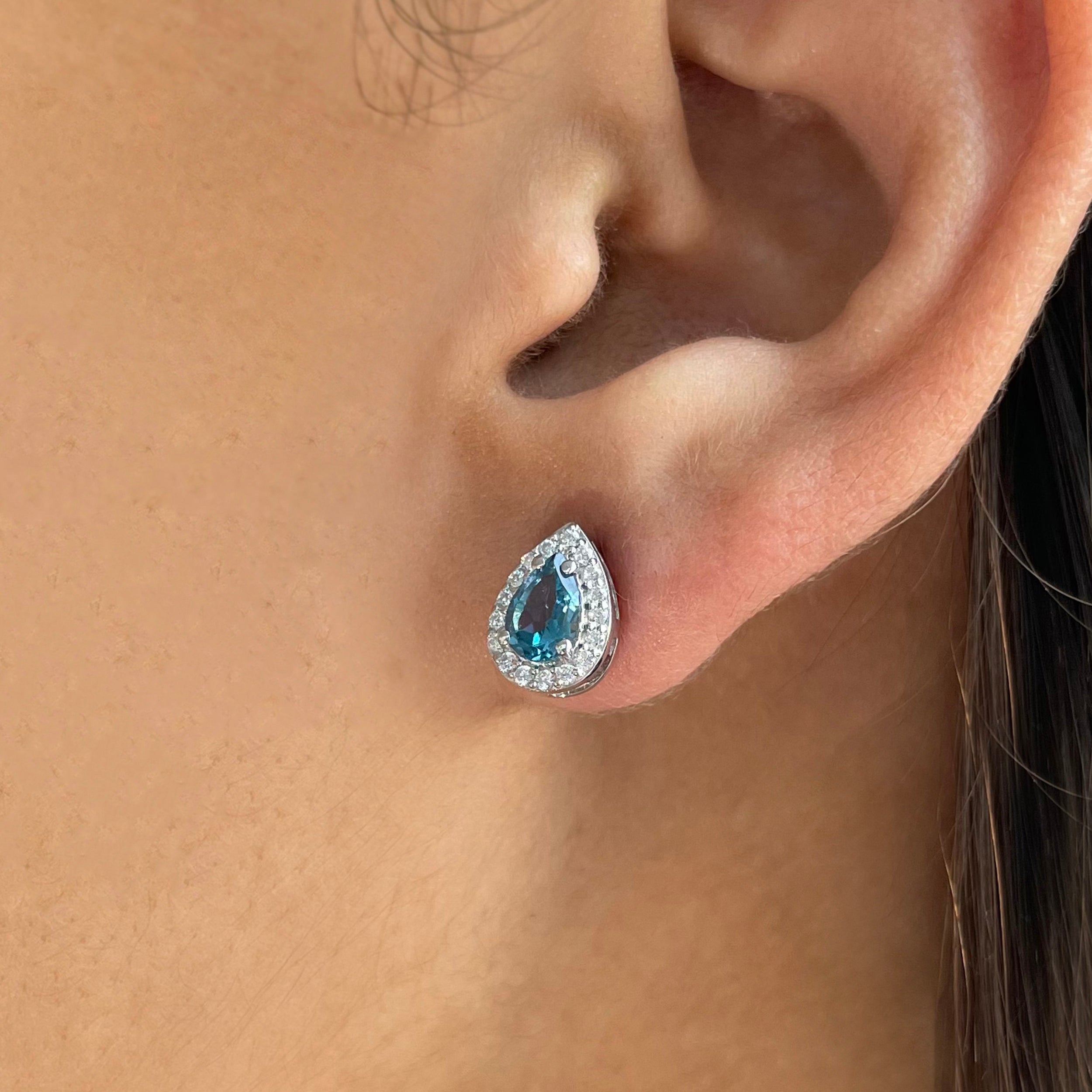 London Blue Topaz Stud Earrings-(LBTZ-SE-52W.)