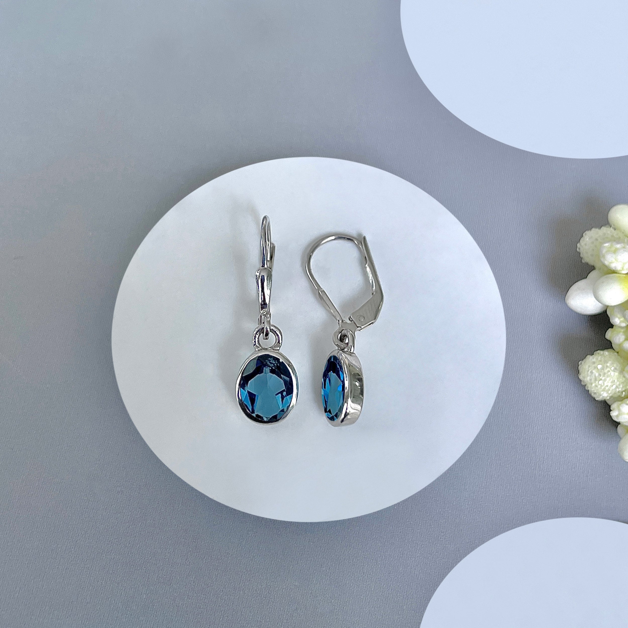 London Blue Topaz Leverback Earring-(LBTZ-SE-547.)